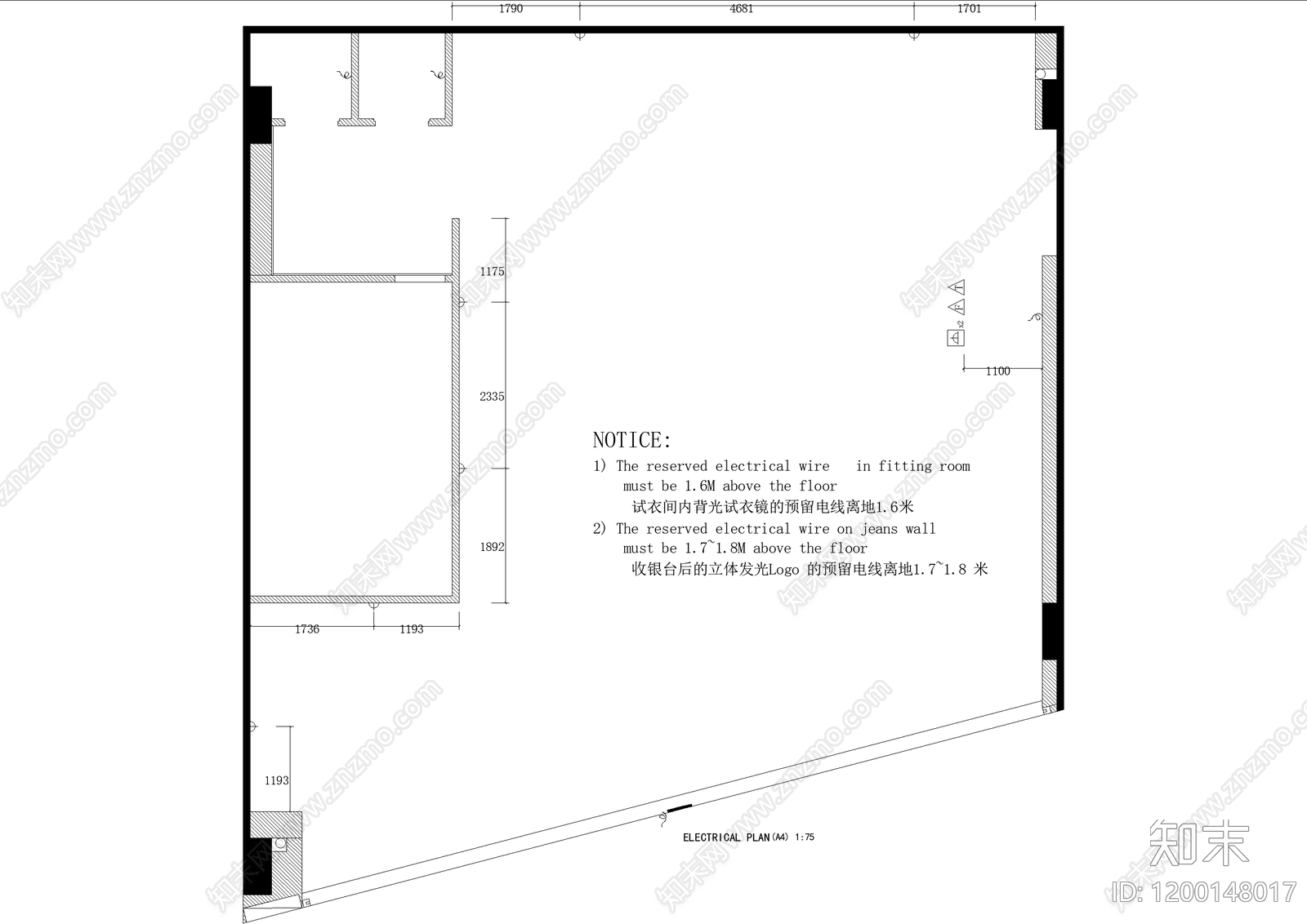 服装店cad施工图下载【ID:1200148017】