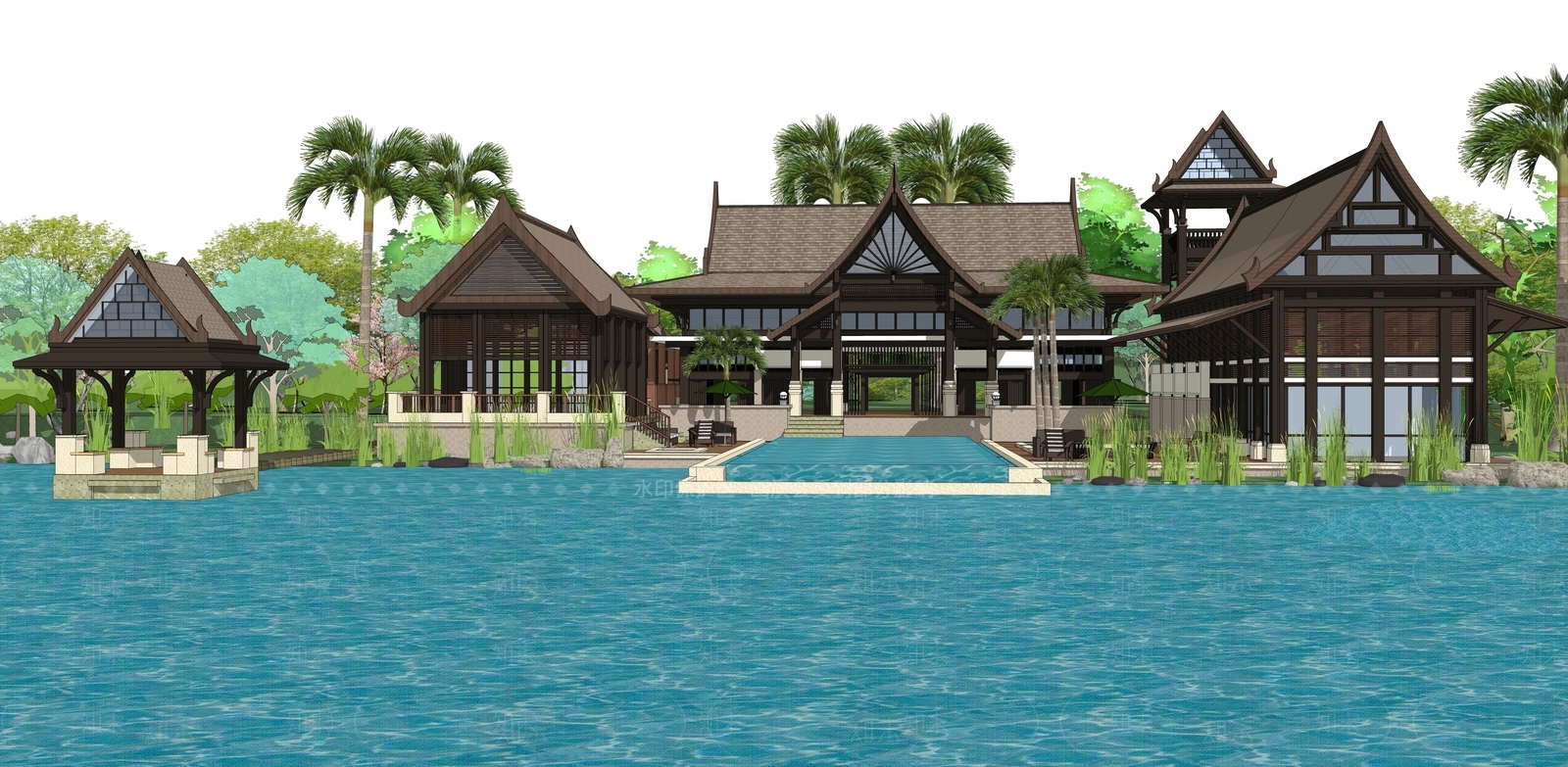 复古风格建筑SU模型下载【ID:1200148595】
