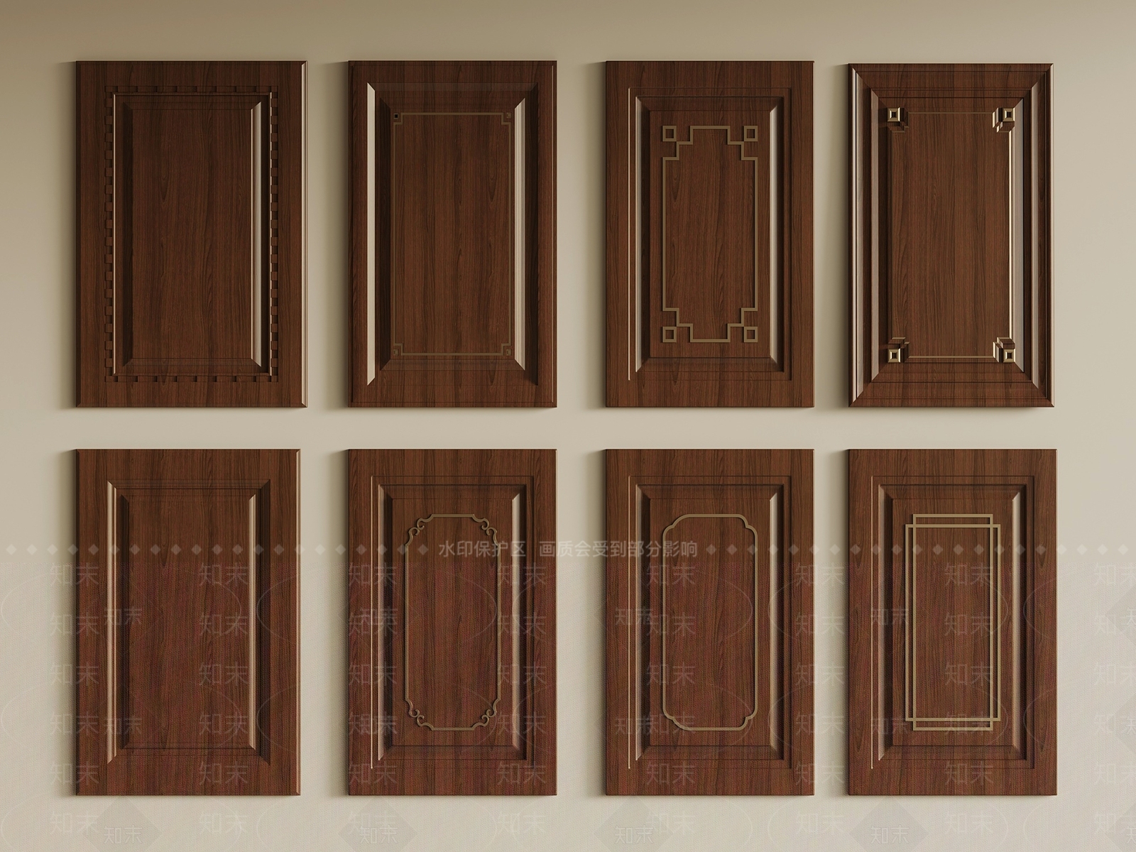 新中式柜门3D模型下载【ID:1200149845】