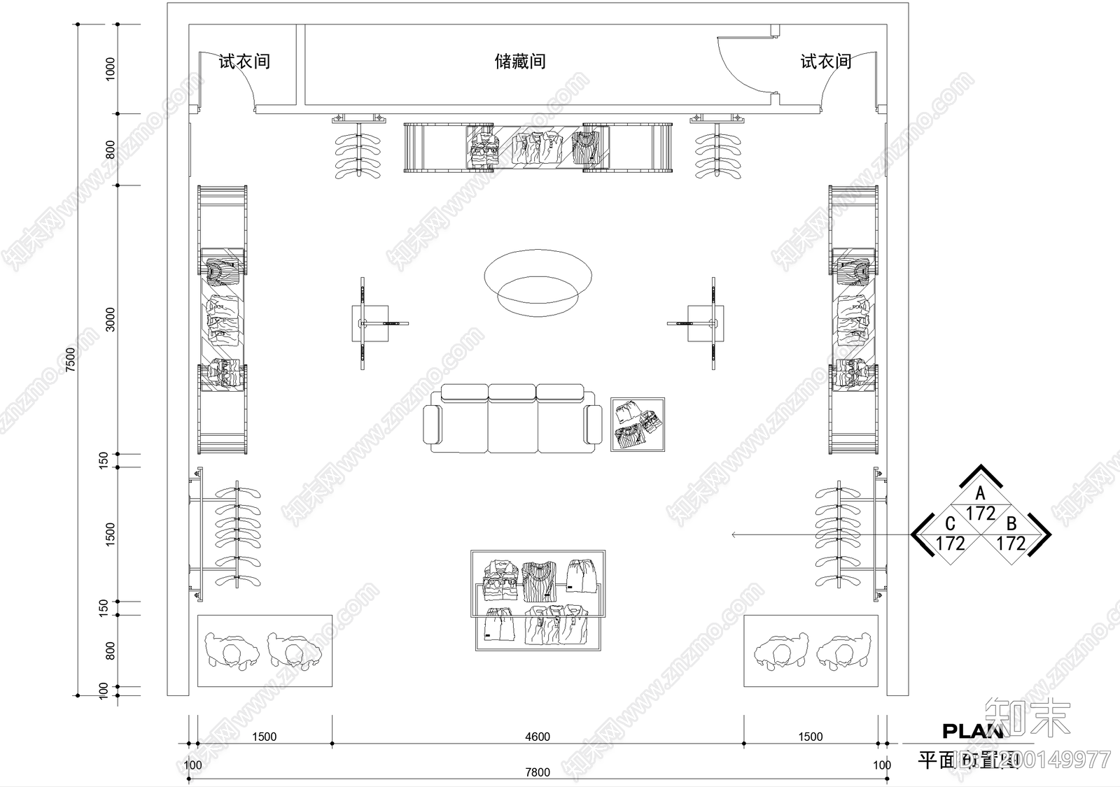 服装店cad施工图下载【ID:1200149977】