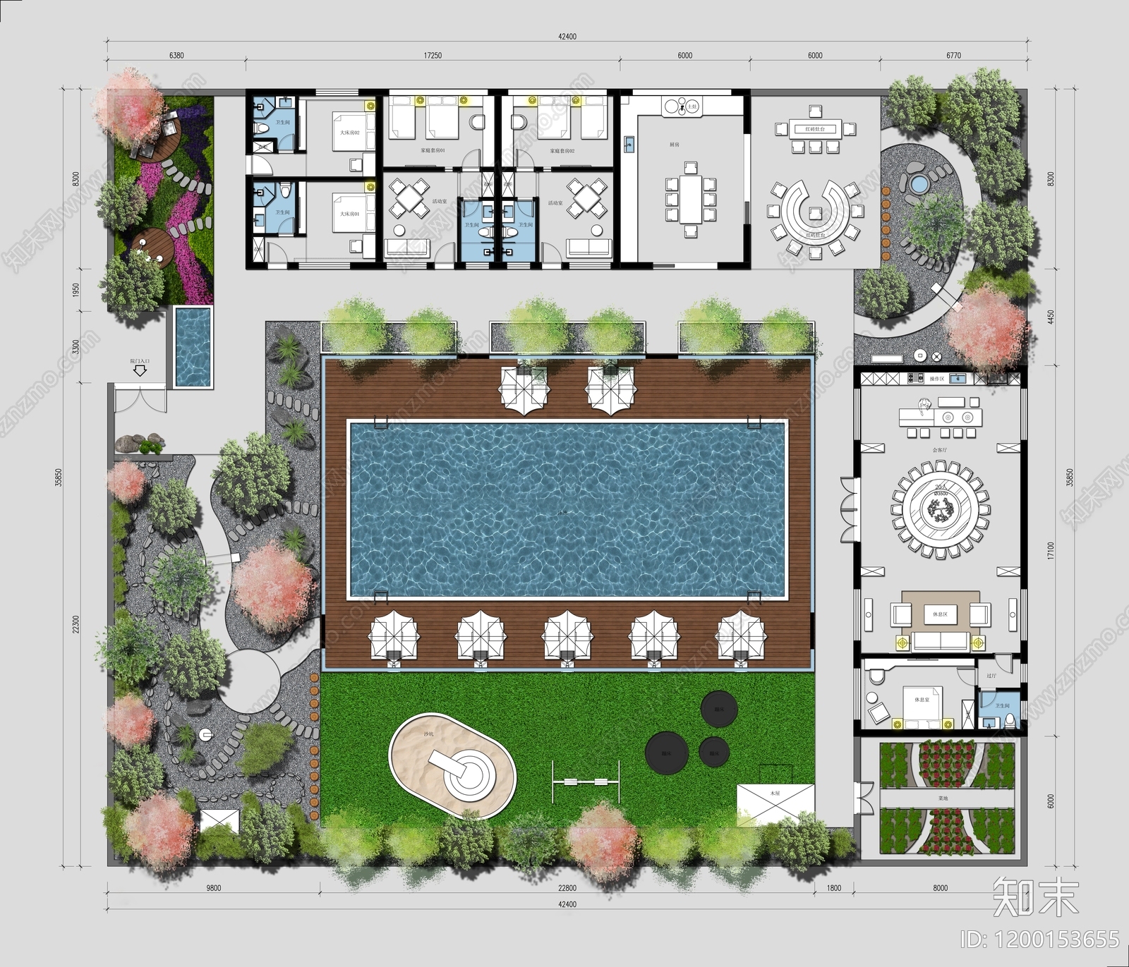 侘寂禅意度假旅游彩平图下载【ID:1200153655】