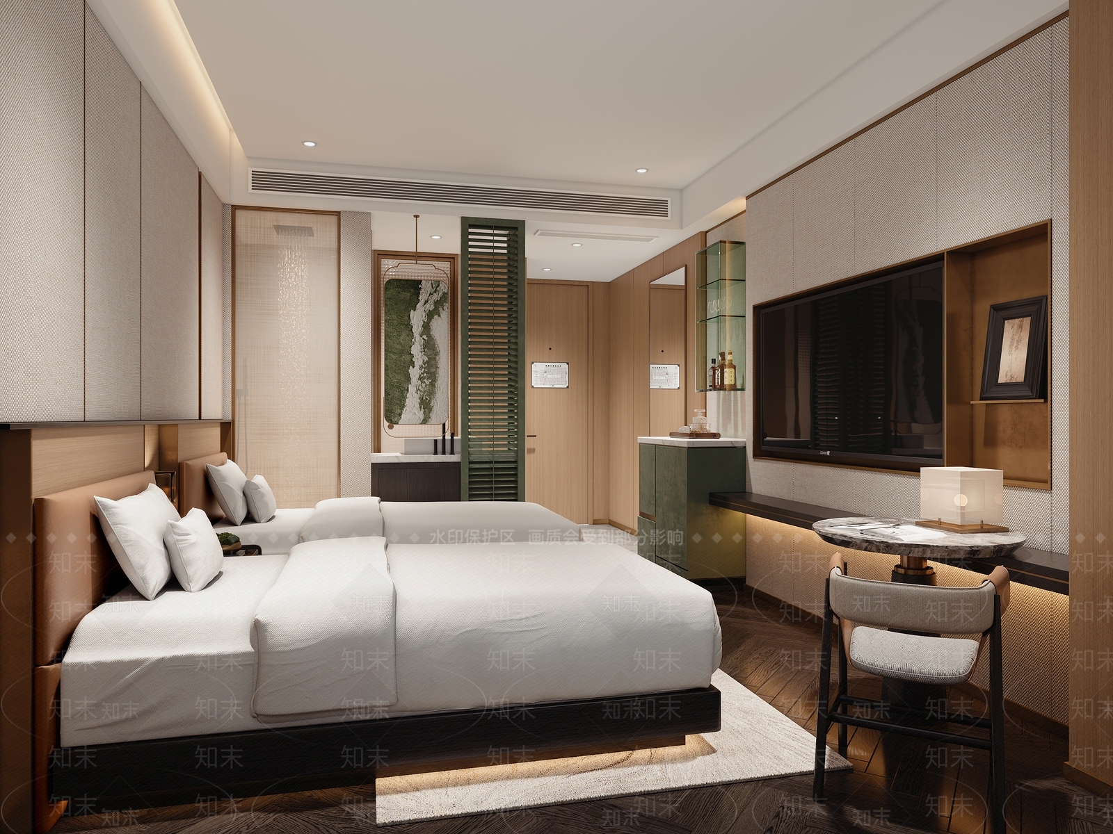 现代酒店客房3D模型下载【ID:1200154594】