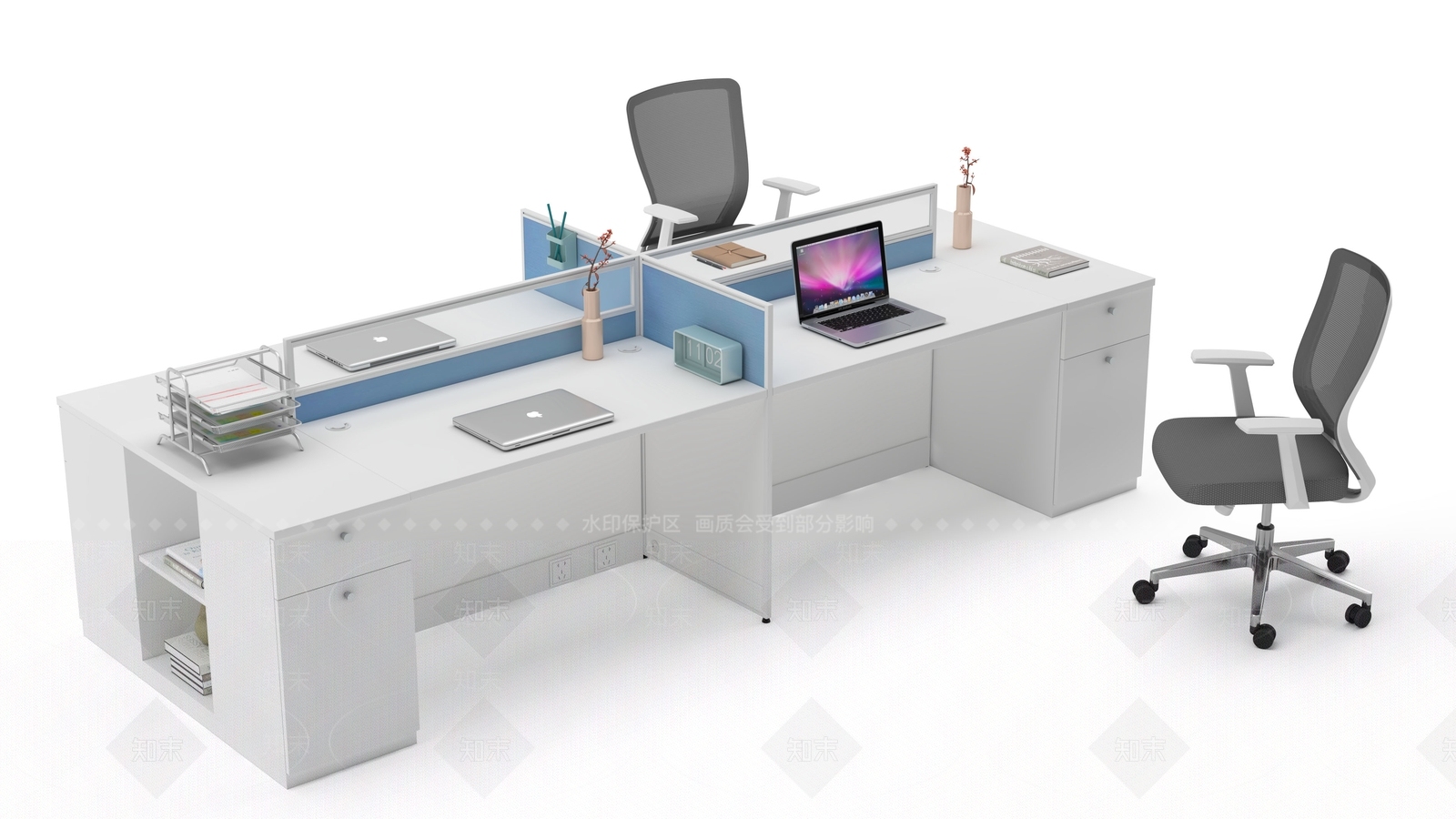 现代简约办公桌3D模型下载【ID:1200157114】