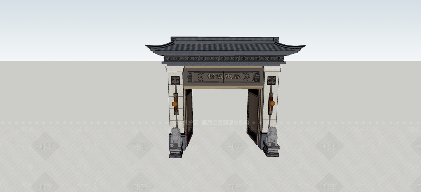 新中式牌坊牌楼SU模型下载【ID:1200160087】