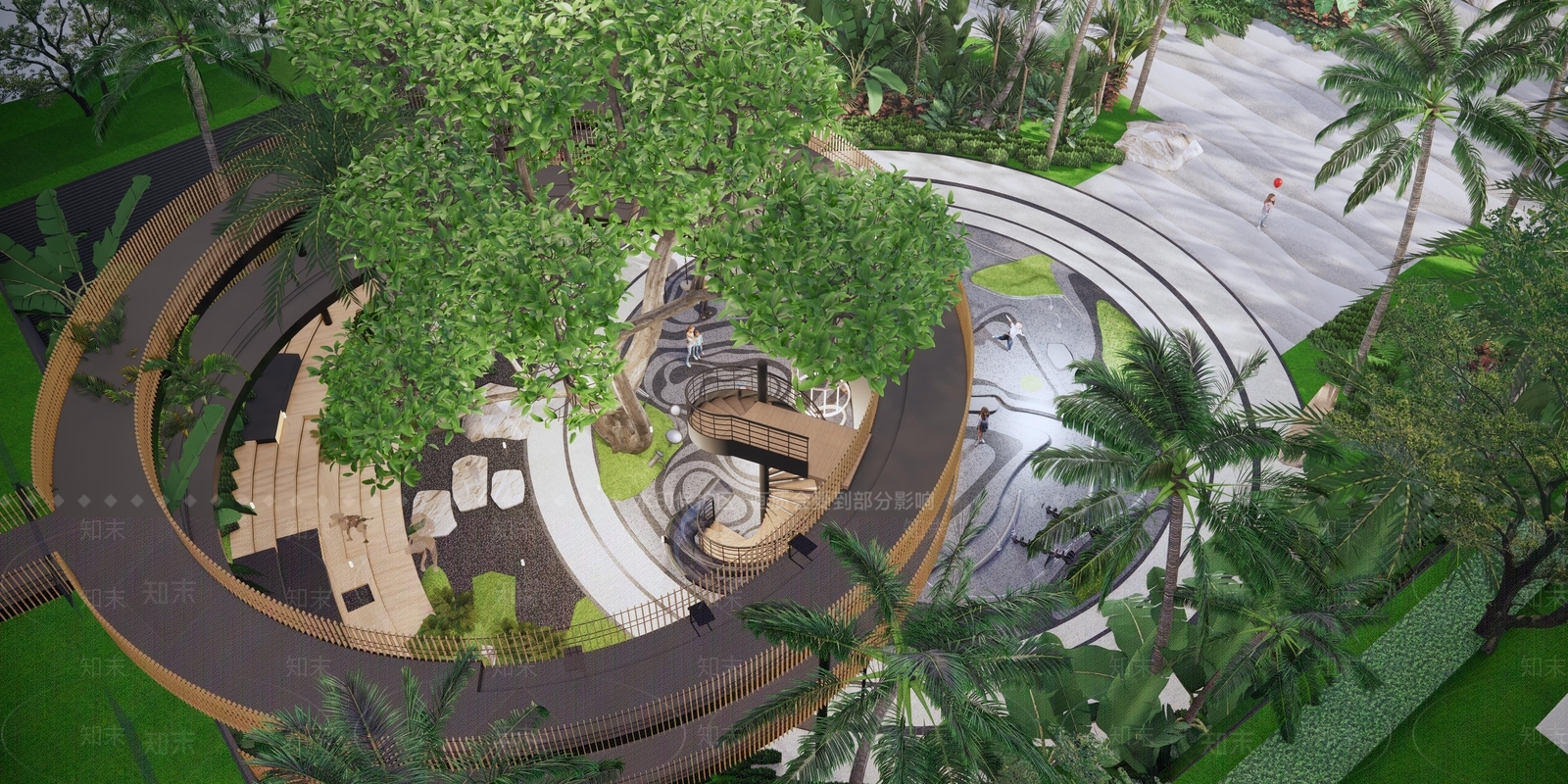 现代广场景观SU模型下载【ID:1200182846】