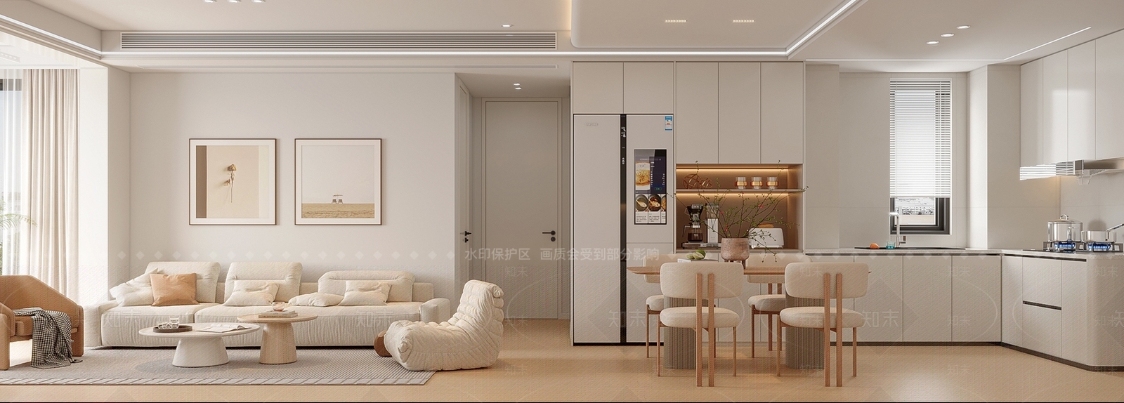 现代极简客餐厅3D模型下载【ID:1200162394】