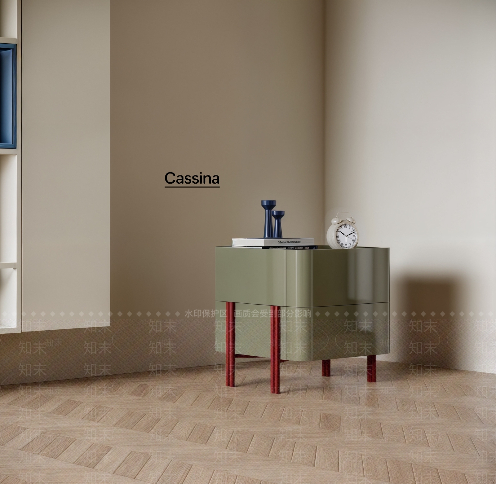 中古奶油床头柜SU模型下载【ID:1200167249】