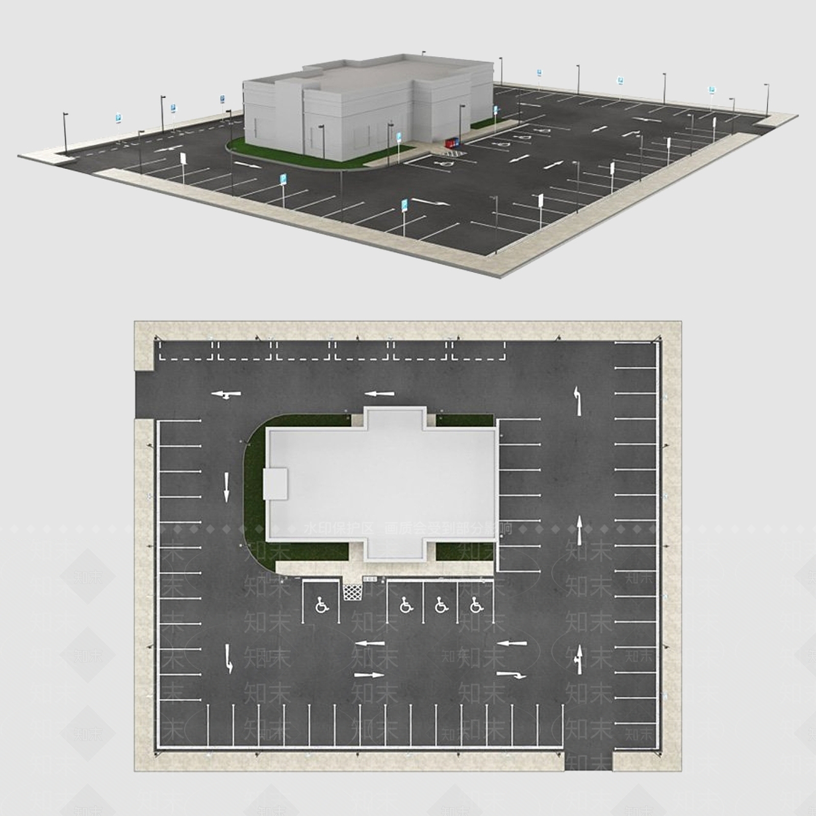 现代意式户外停车场3D模型下载【ID:1200168023】