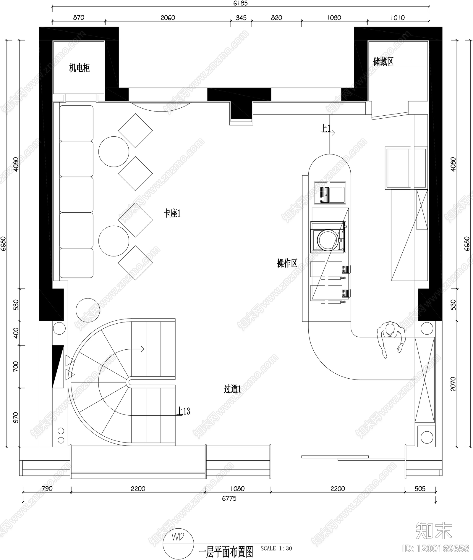 现代奶茶店施工图下载【ID:1200169658】
