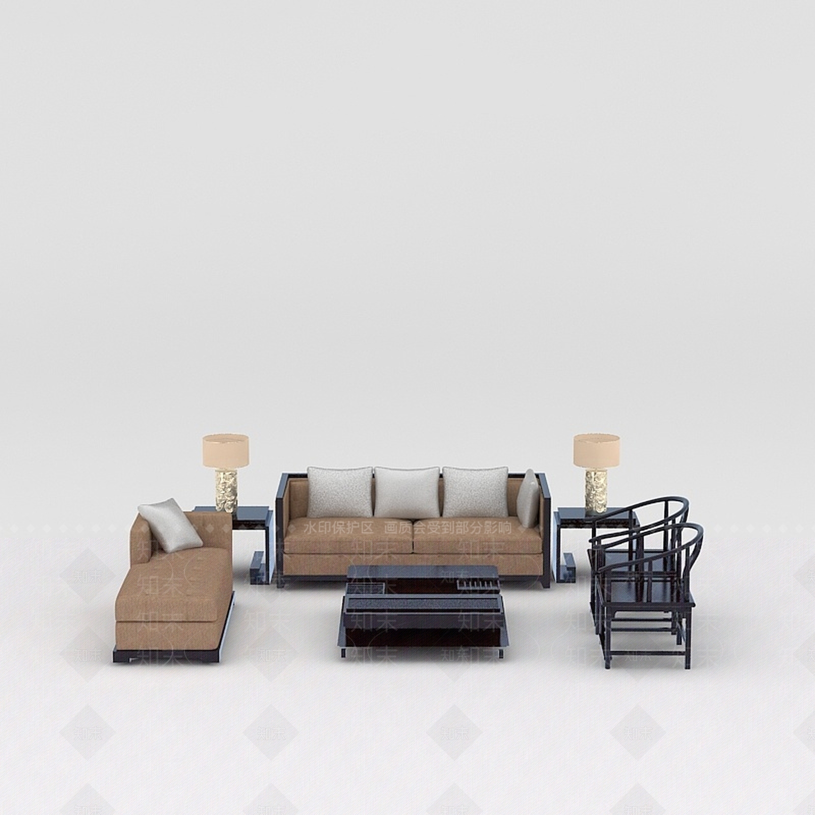 中式组合沙发3D模型下载【ID:1200169820】