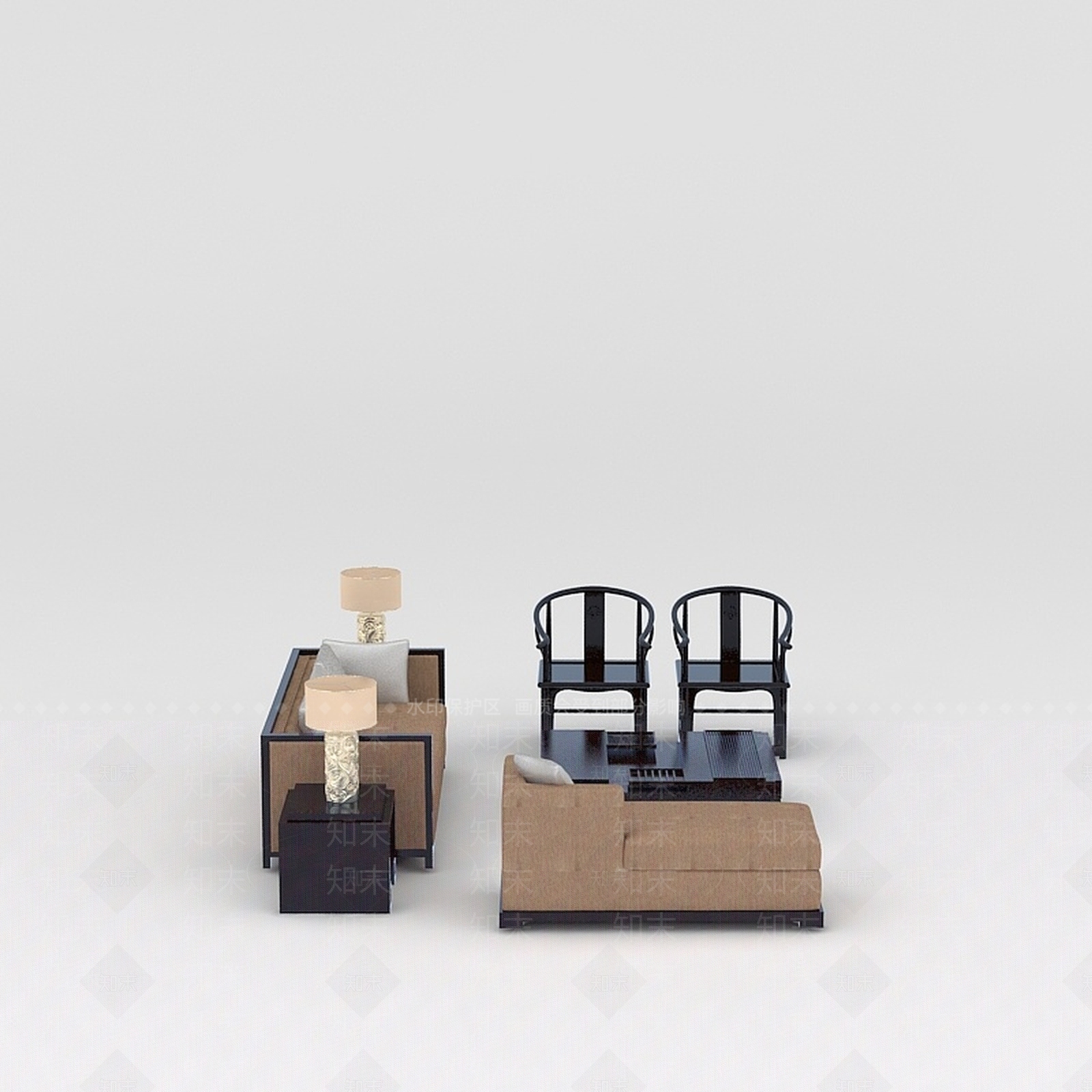 中式组合沙发3D模型下载【ID:1200169820】