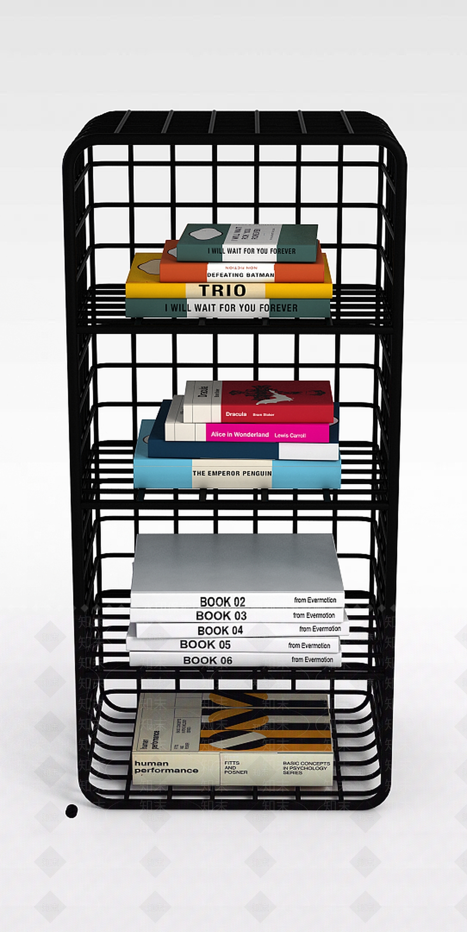 现代简约黑色铁艺书架3D模型下载【ID:1200169910】