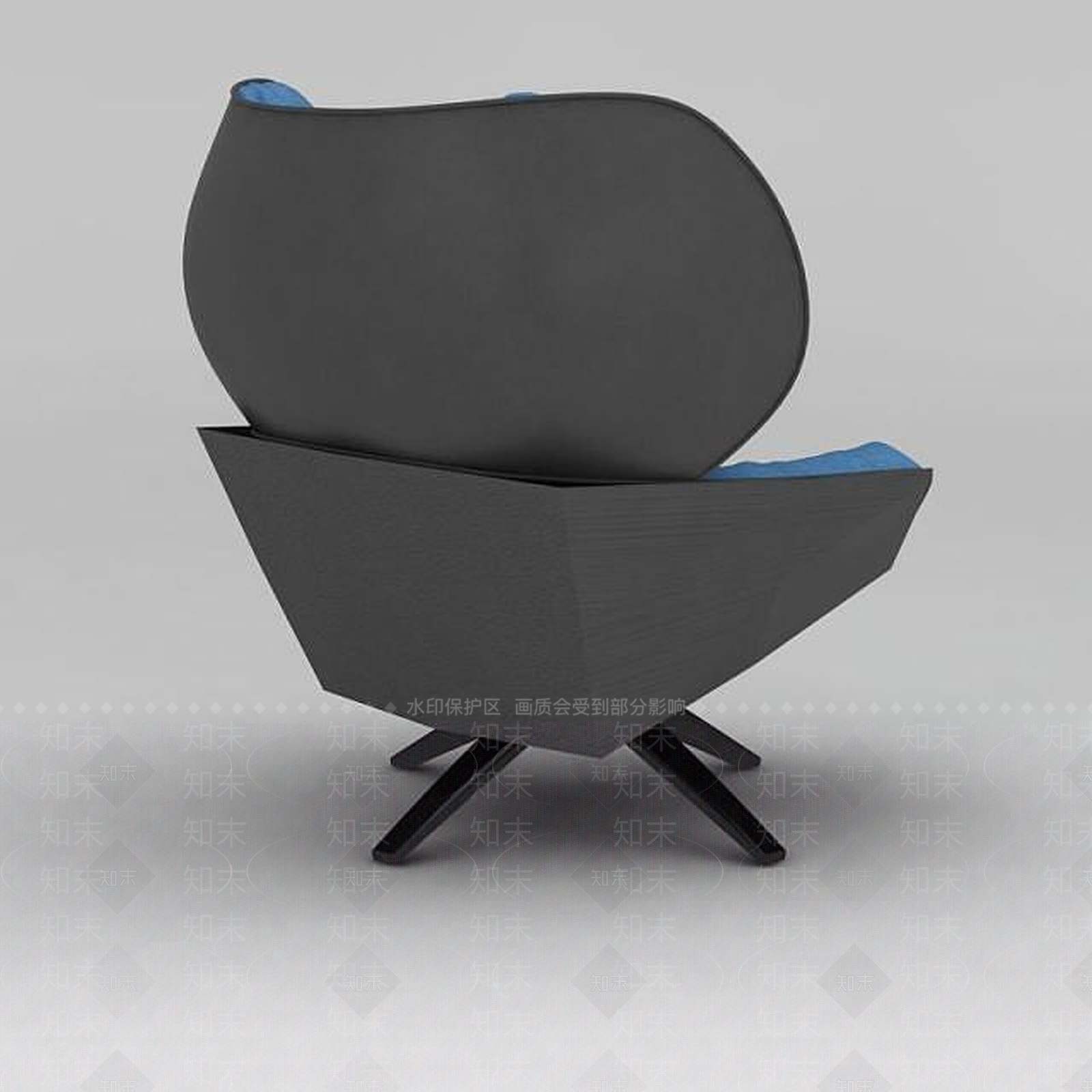北欧蓝色布艺沙发椅3D模型下载【ID:1200170010】
