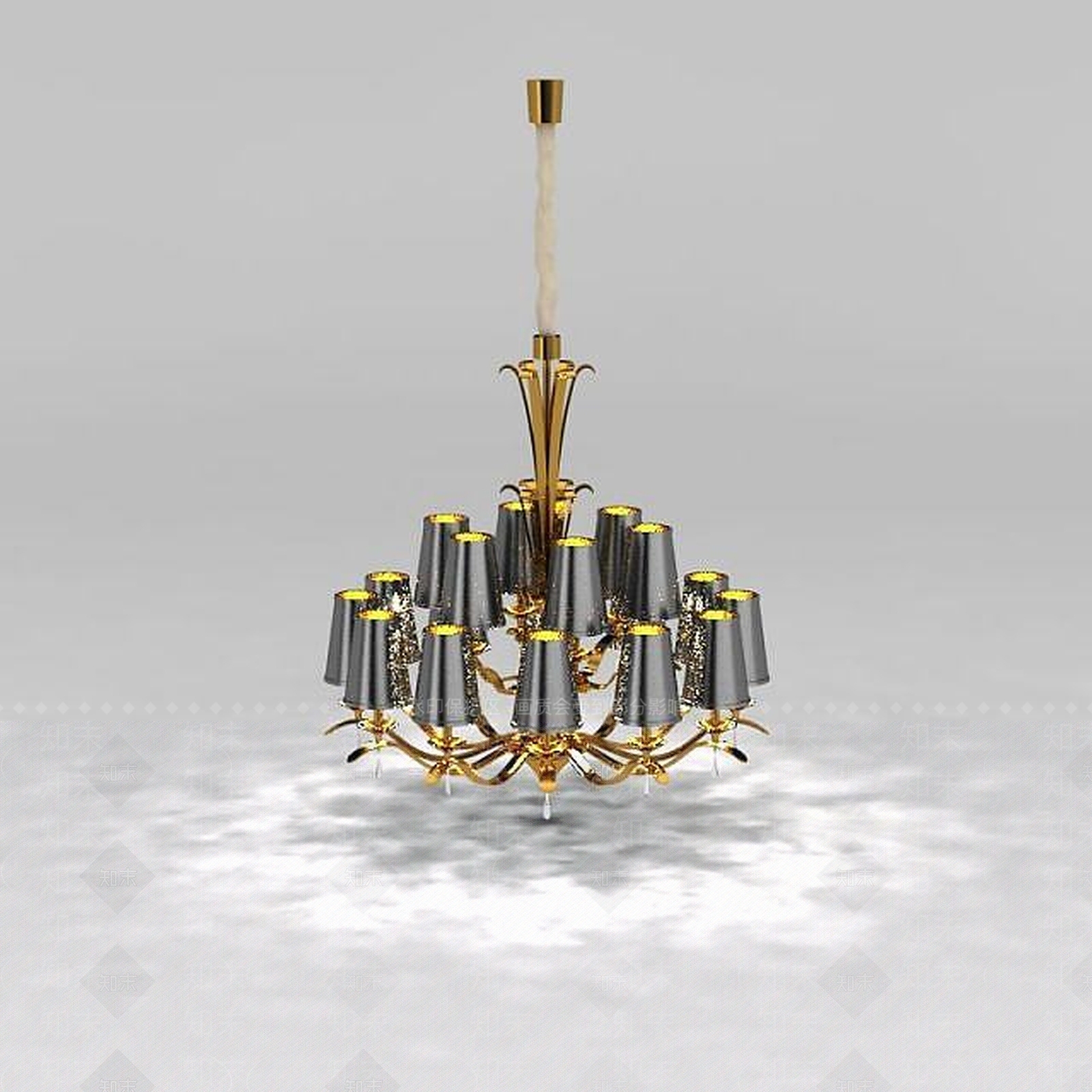 现代豪华金色客厅大吊灯3D模型下载【ID:1200170071】