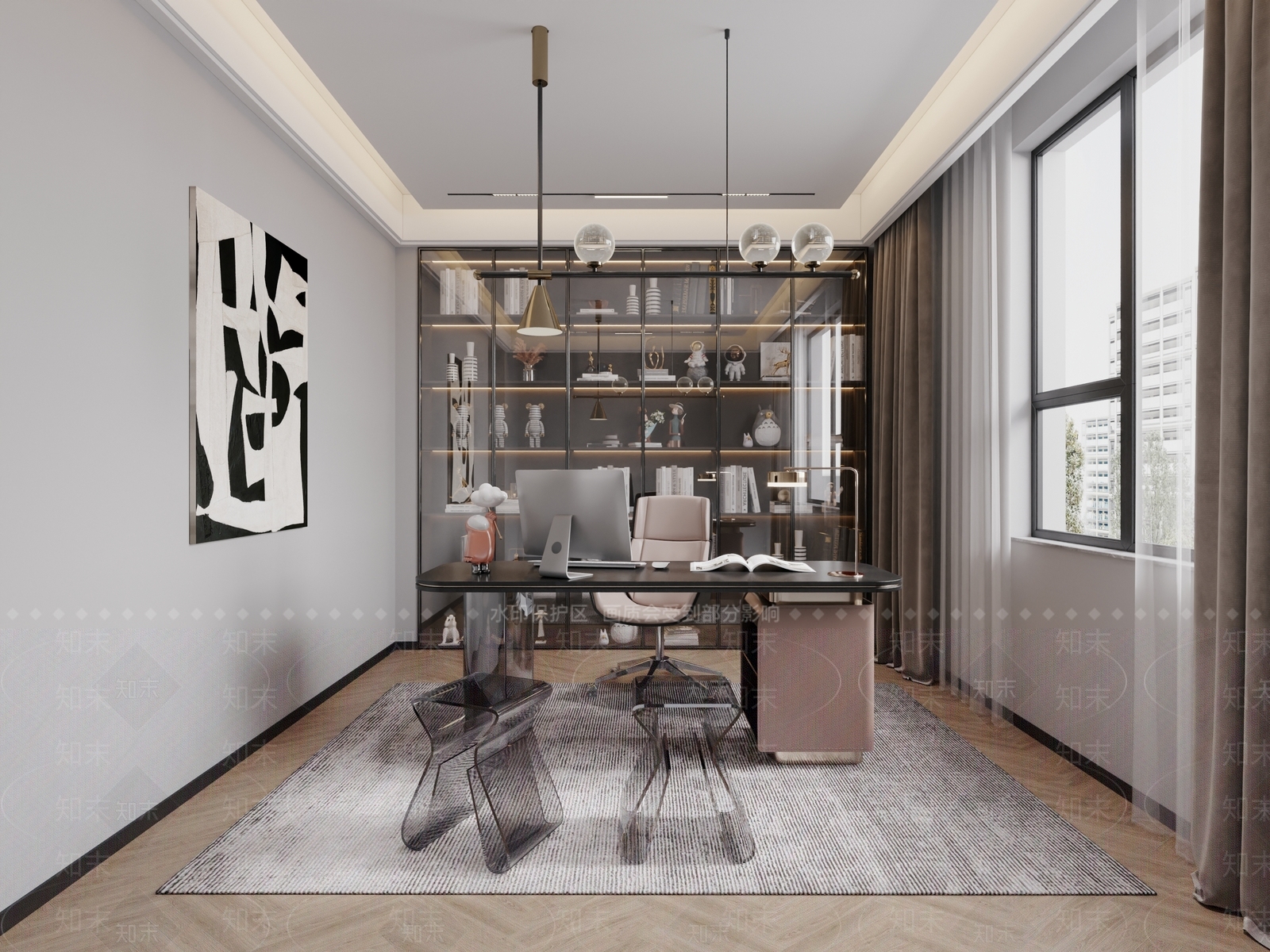 现代轻奢书房3D模型下载【ID:1200170451】