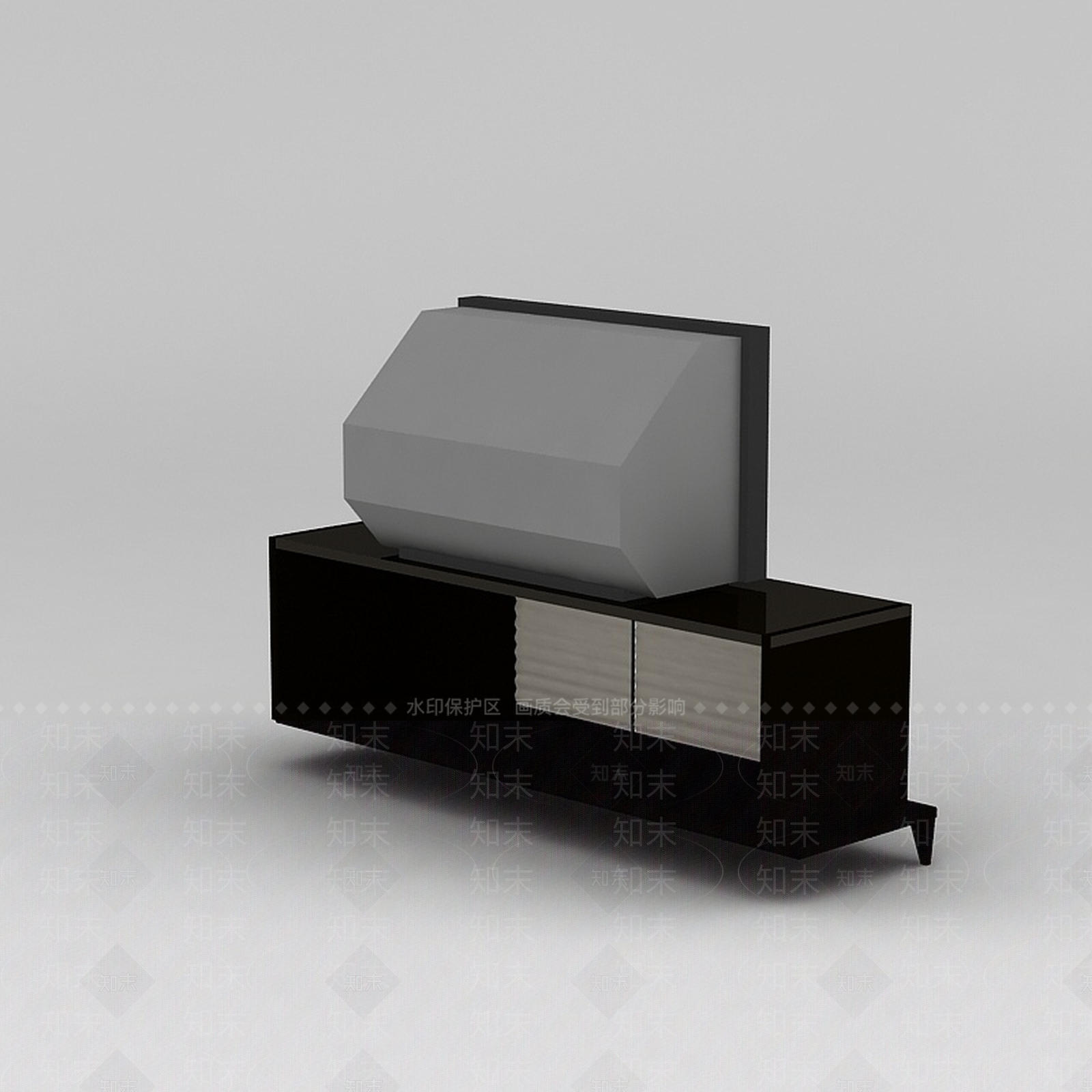 现代黑白拼色电视柜3D模型下载【ID:1200170615】