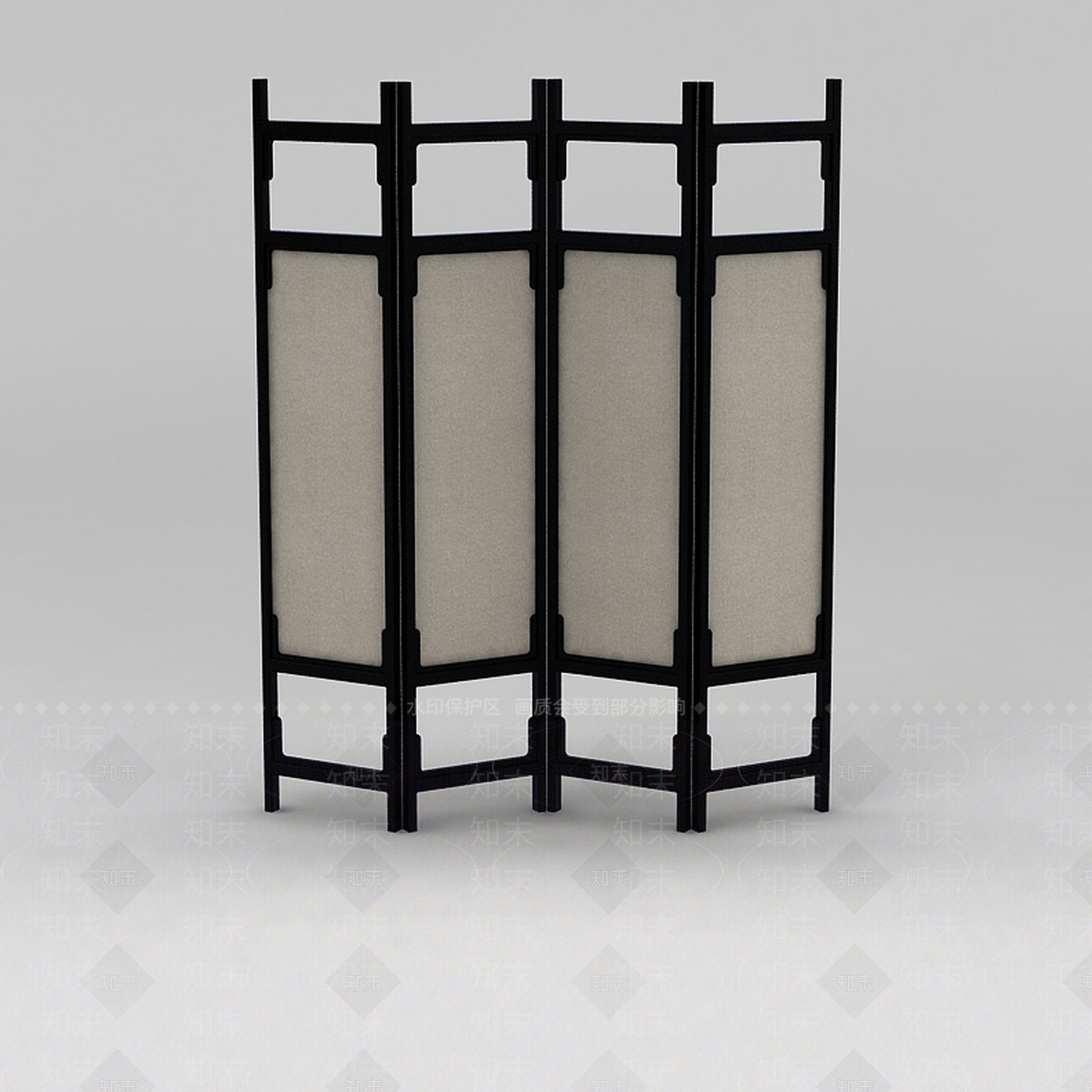 中式实木屏风3D模型下载【ID:1200170787】