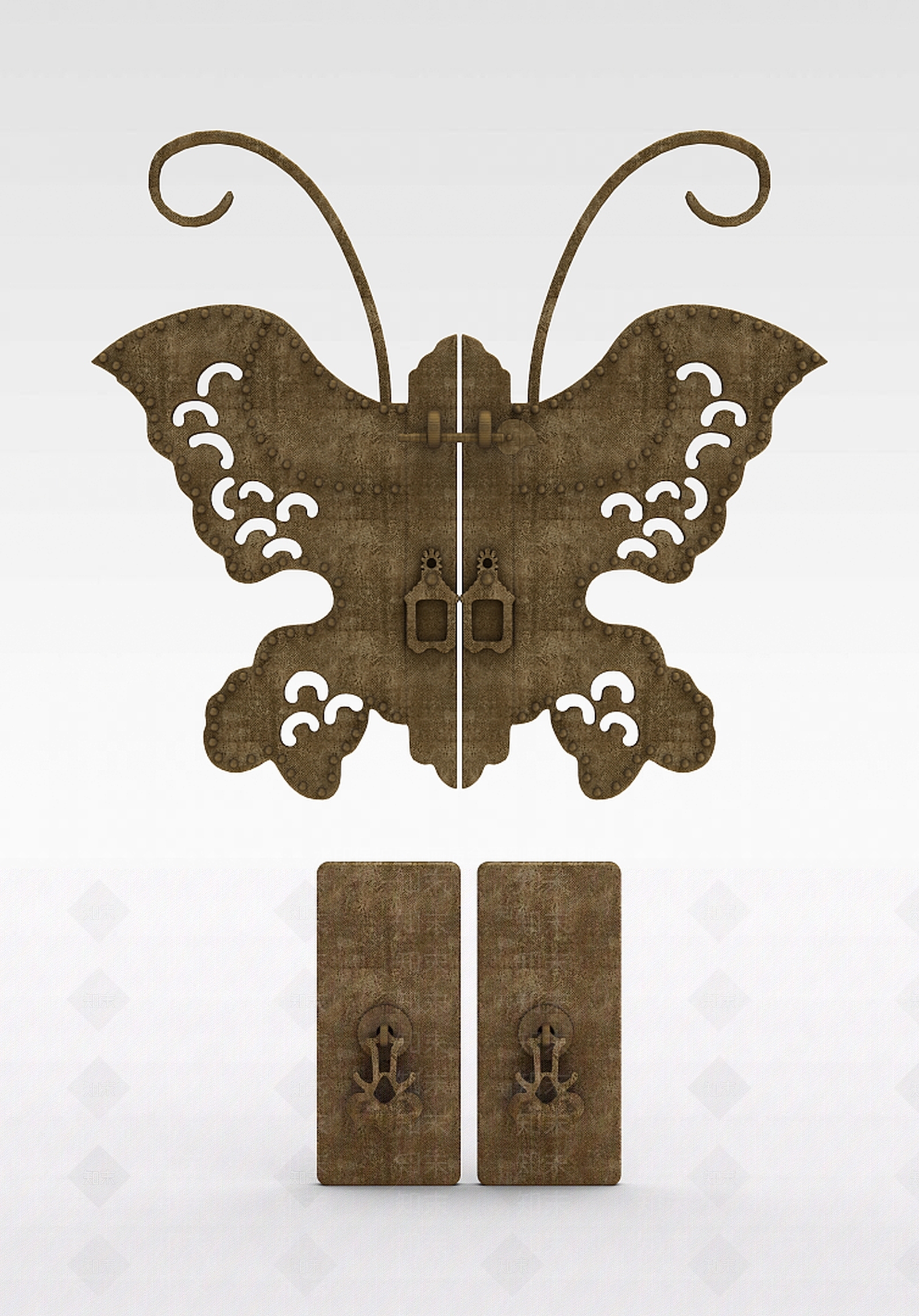 中式金属雕花门把手3D模型下载【ID:1200170899】