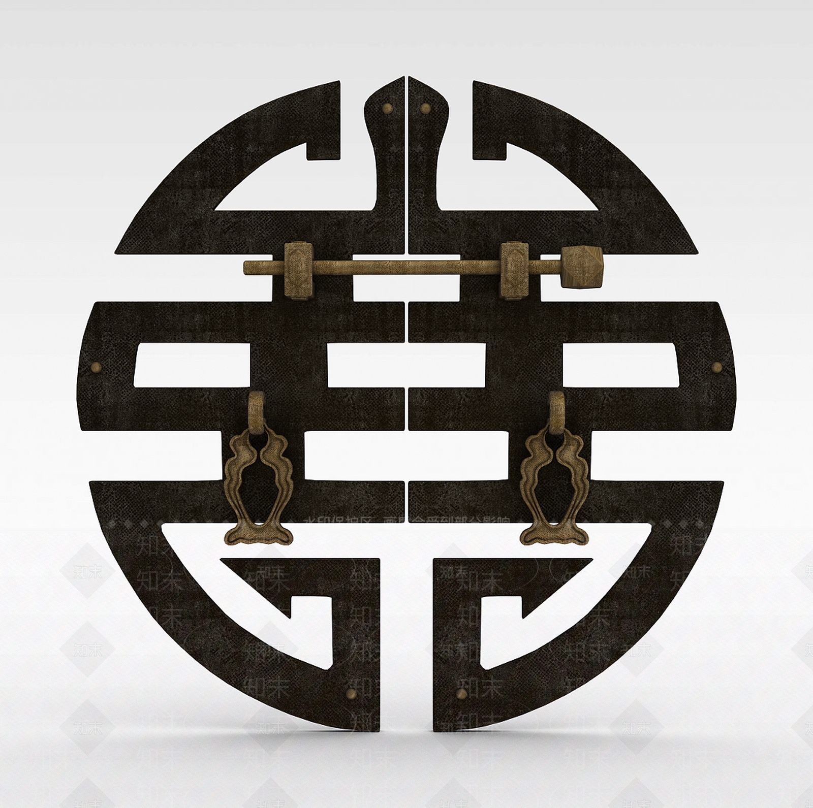 中式喜字门把手3D模型下载【ID:1200170970】