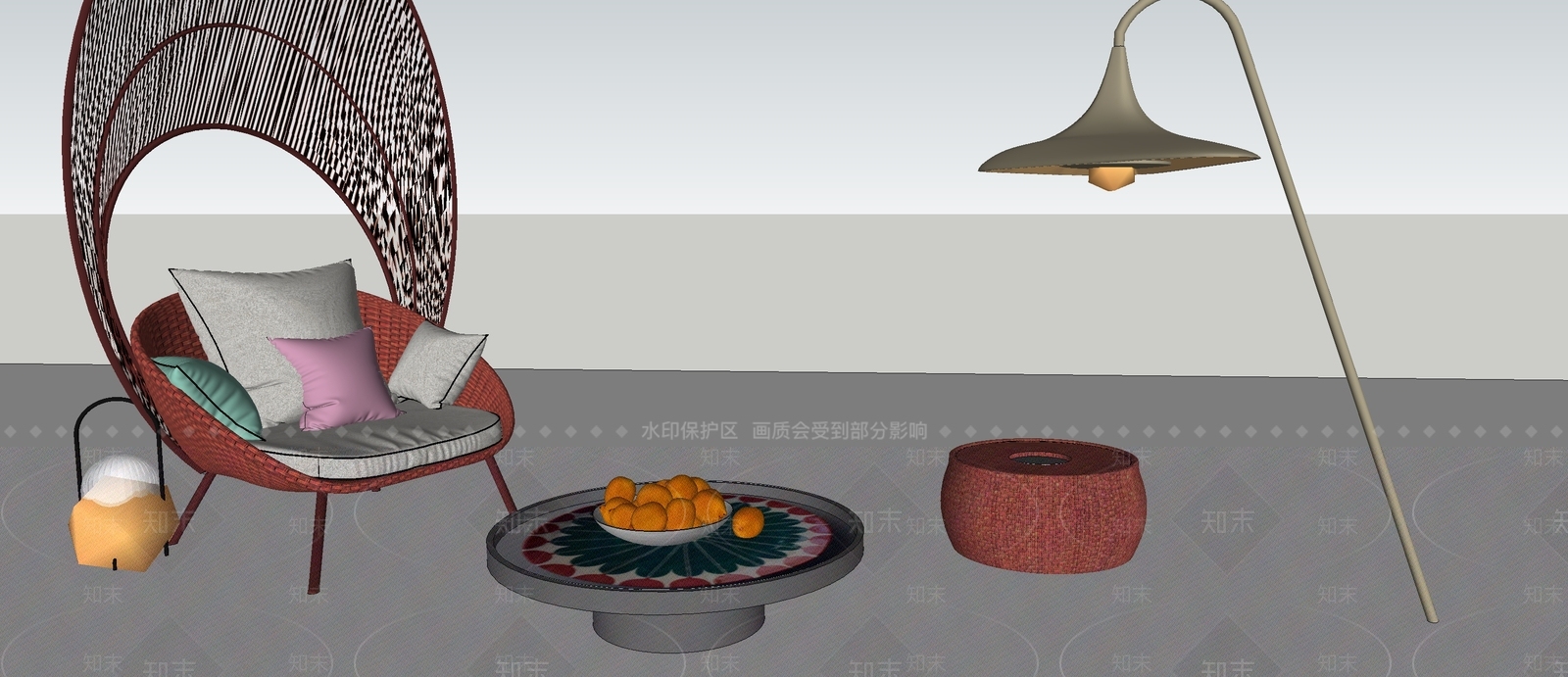 现代单人沙发SU模型下载【ID:1200170939】