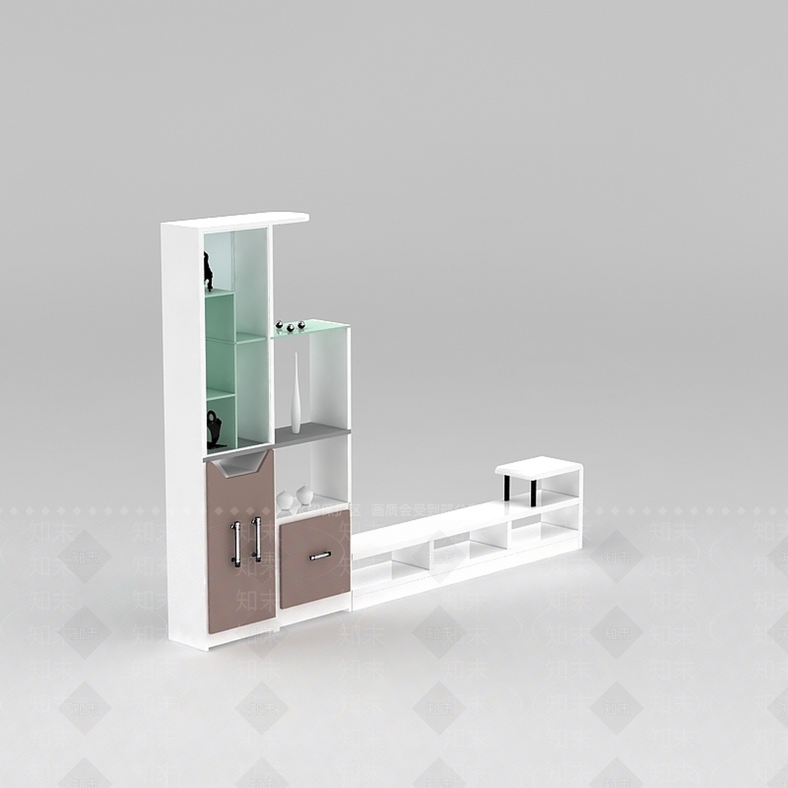 现代简约白色电视柜3D模型下载【ID:1200170953】
