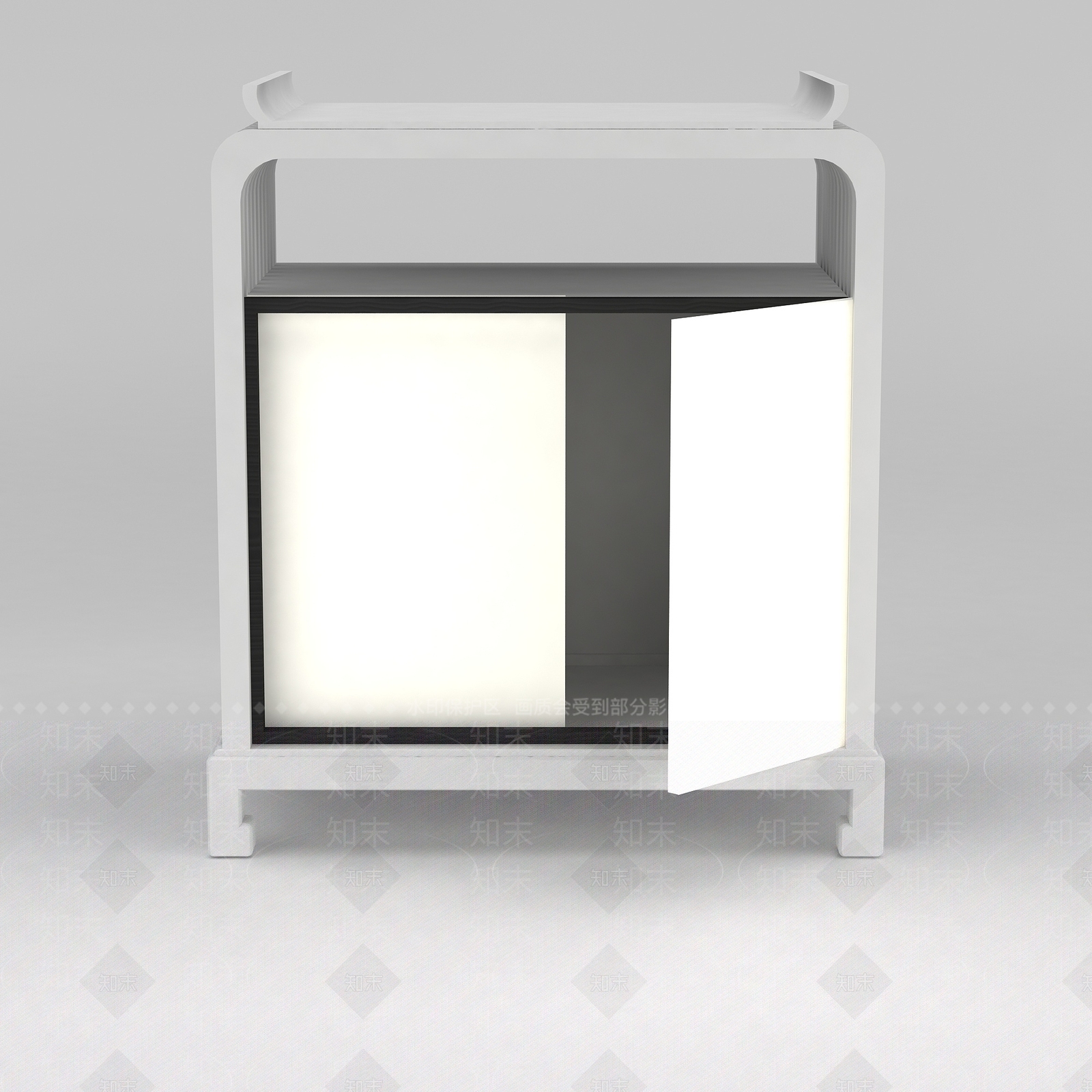 现代灰色实木边柜3D模型下载【ID:1200170946】