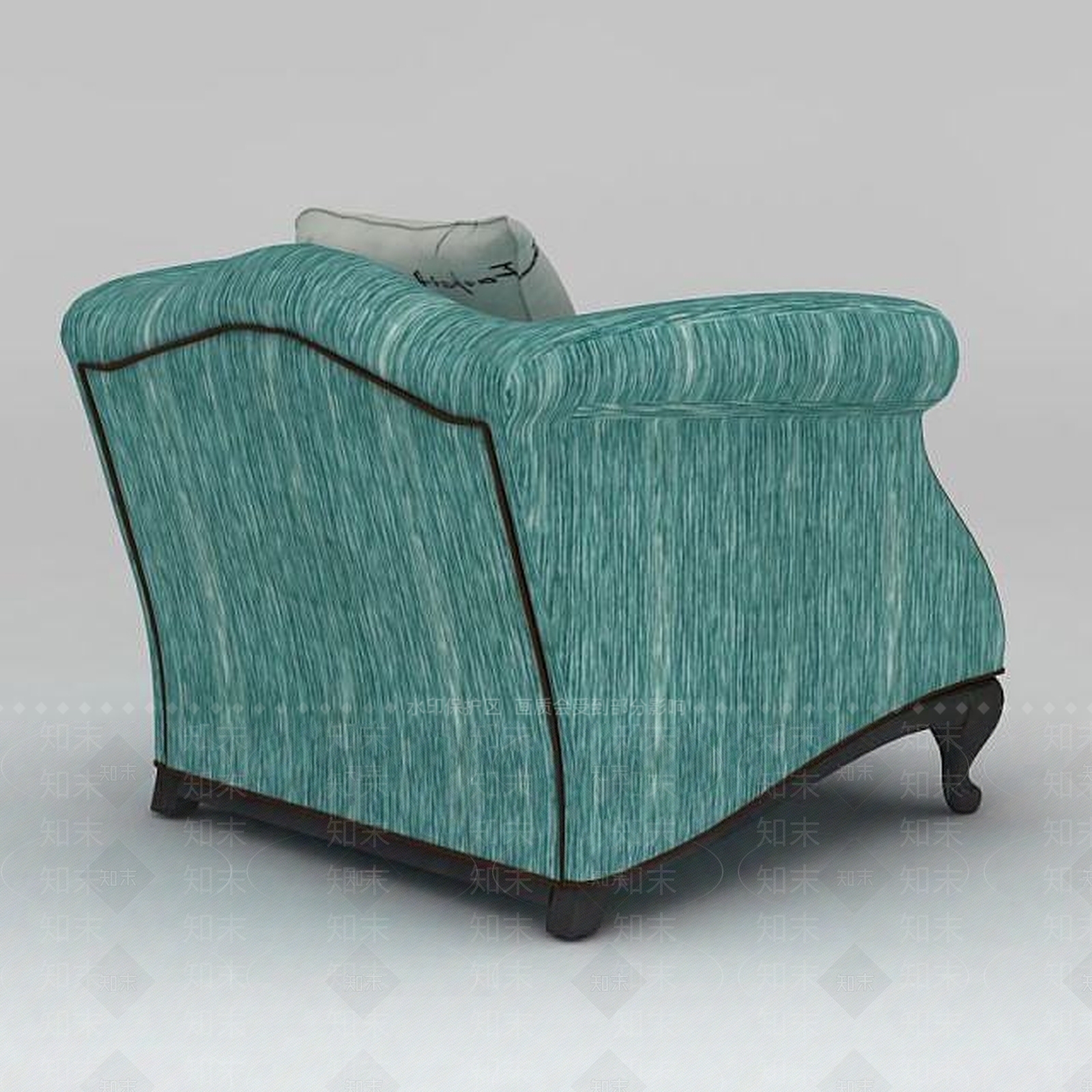 欧式古典欧式蓝色布艺沙发椅3D模型下载【ID:1200171520】