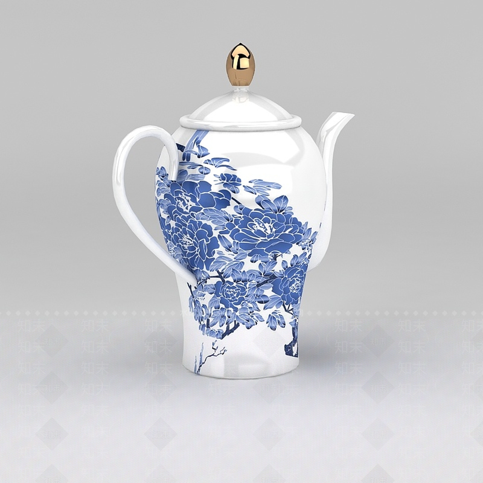 中式青花瓷茶壶3D模型下载【ID:1200171792】