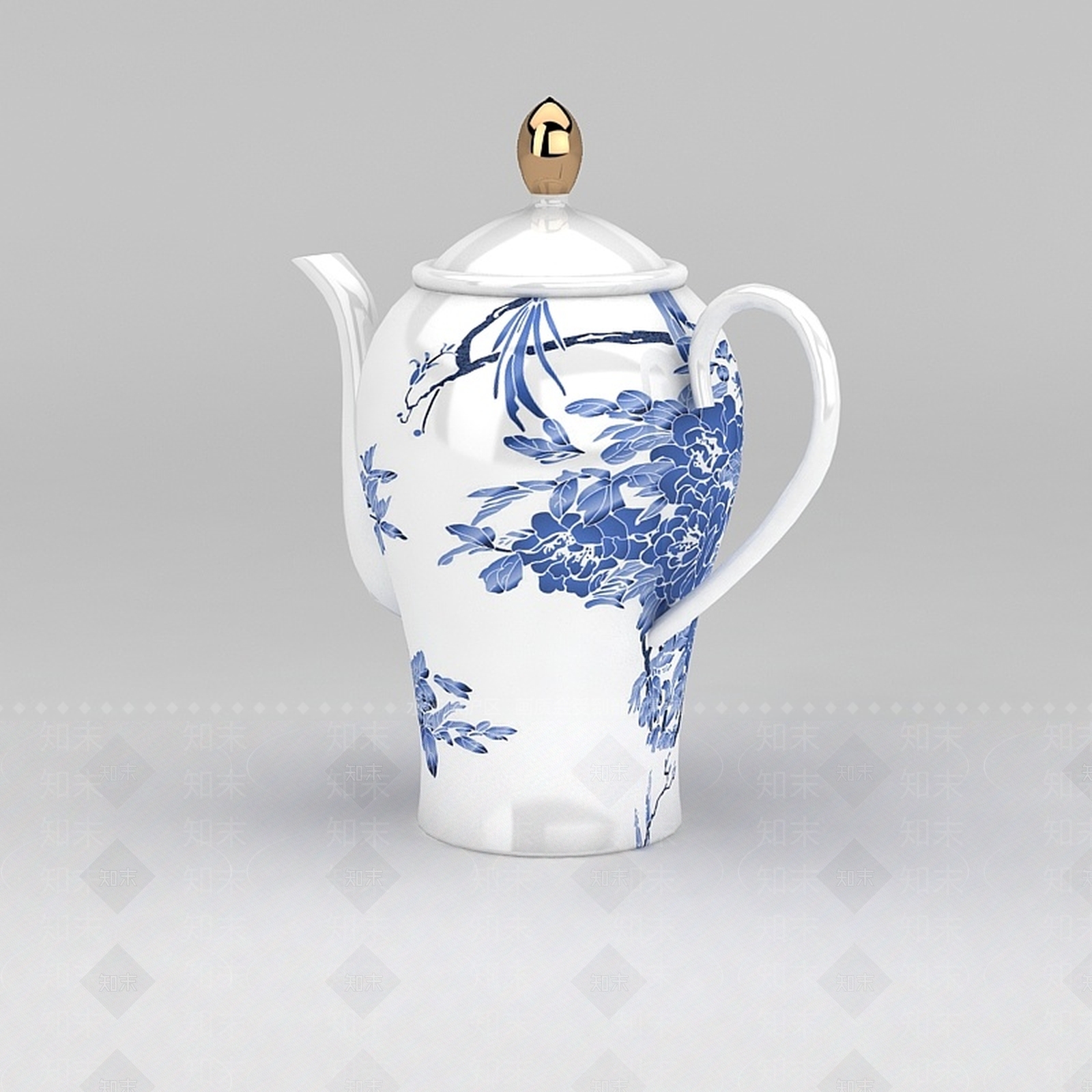 中式青花瓷茶壶3D模型下载【ID:1200171792】