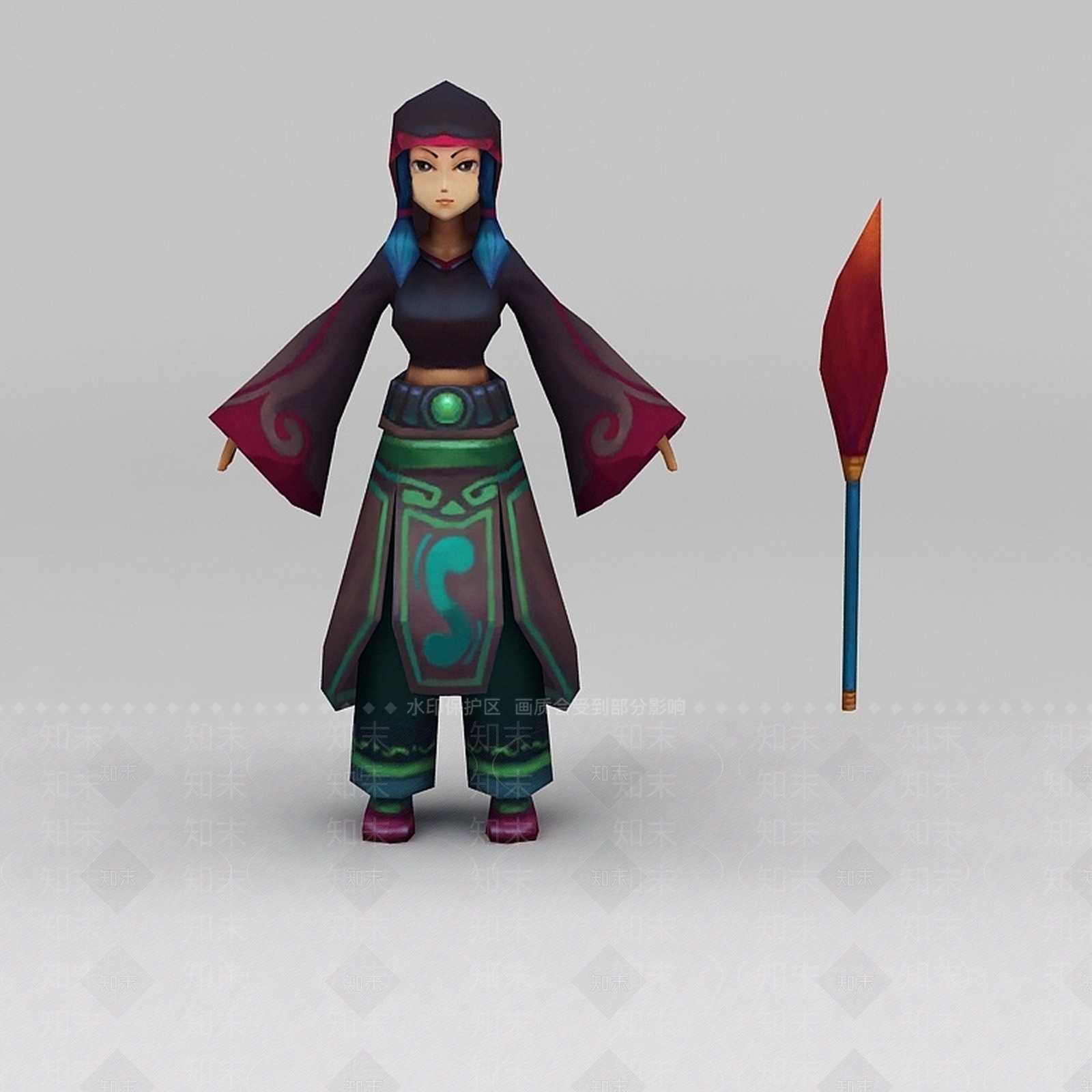 现代Q版小鱼儿与花无缺游戏角色女人3D模型下载【ID:1200172285】