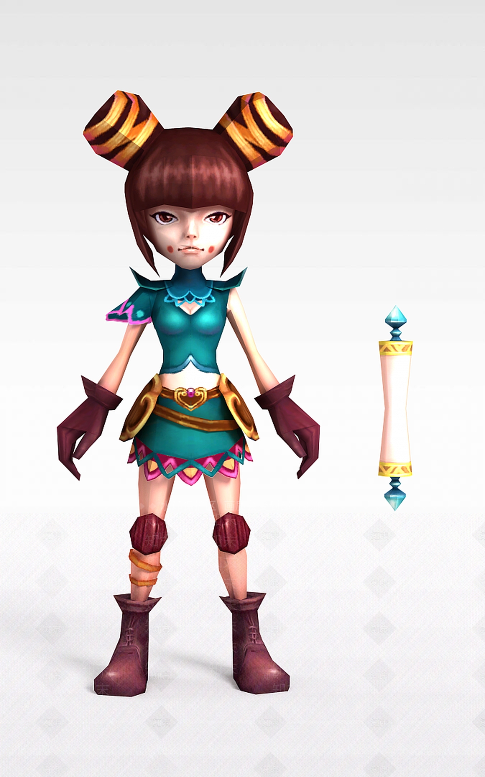 现代Q版小鱼儿与花无缺游戏角色女孩3D模型下载【ID:1200172239】