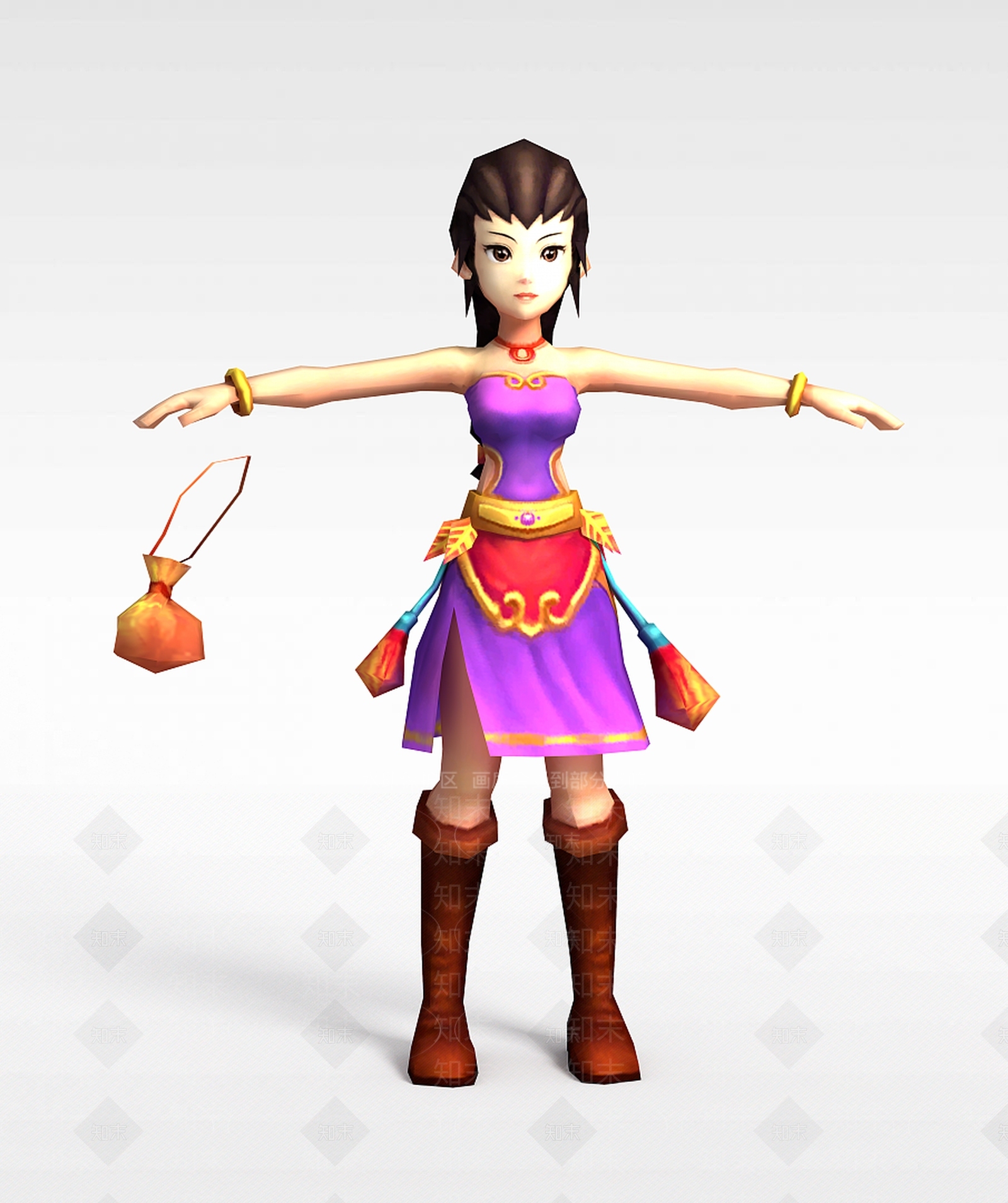 现代Q版小鱼儿与花无缺游戏角色女人3D模型下载【ID:1200172323】