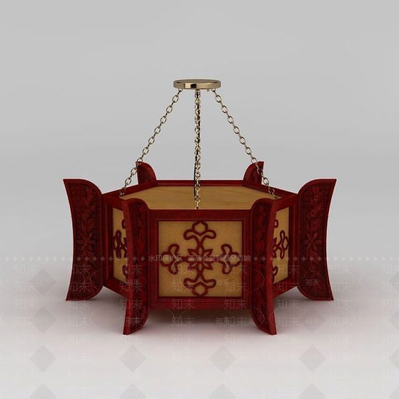 中式红灯笼吊灯3D模型下载【ID:1200172477】