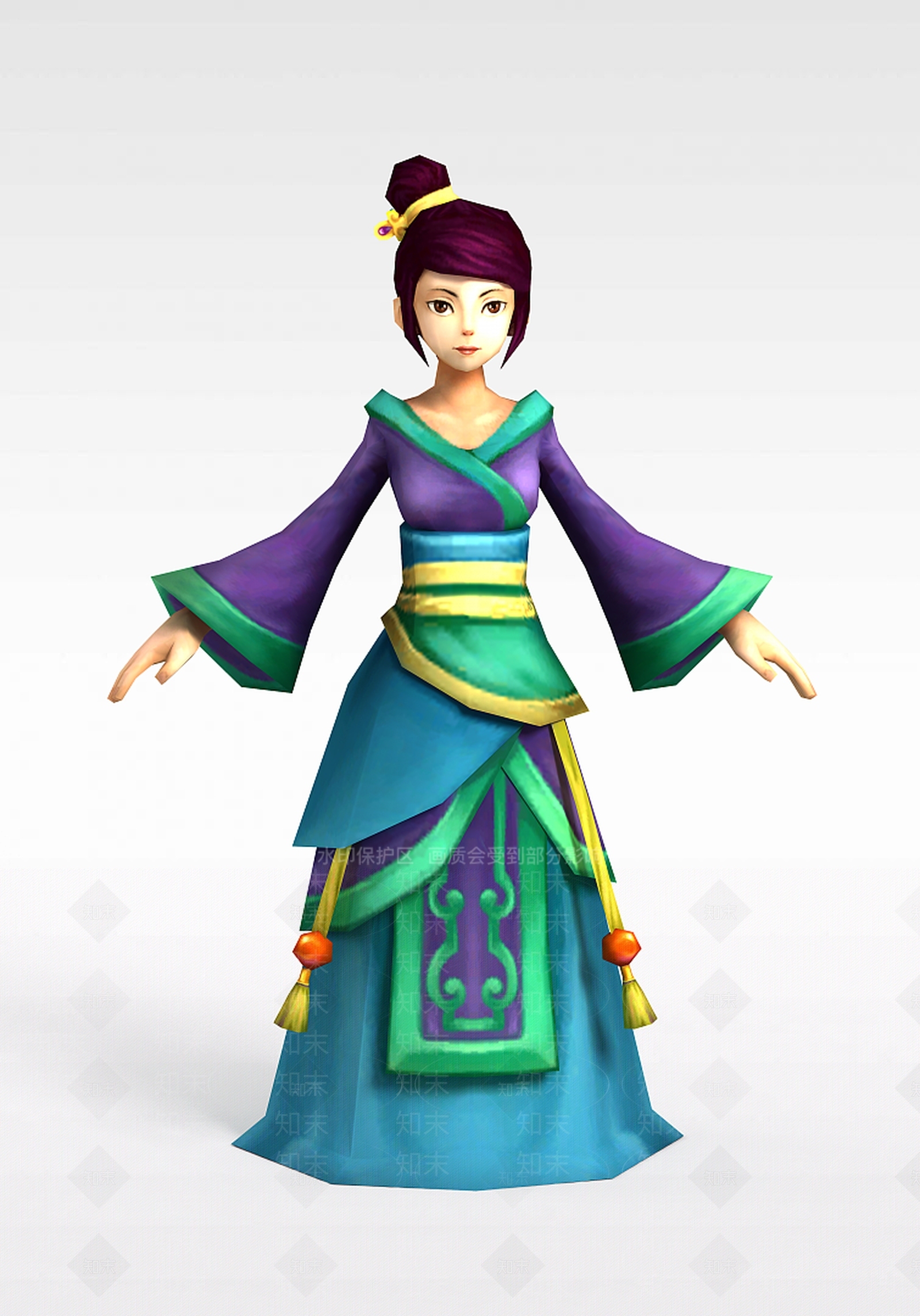 现代Q版小鱼儿与花无缺游戏人物女人3D模型下载【ID:1200172522】