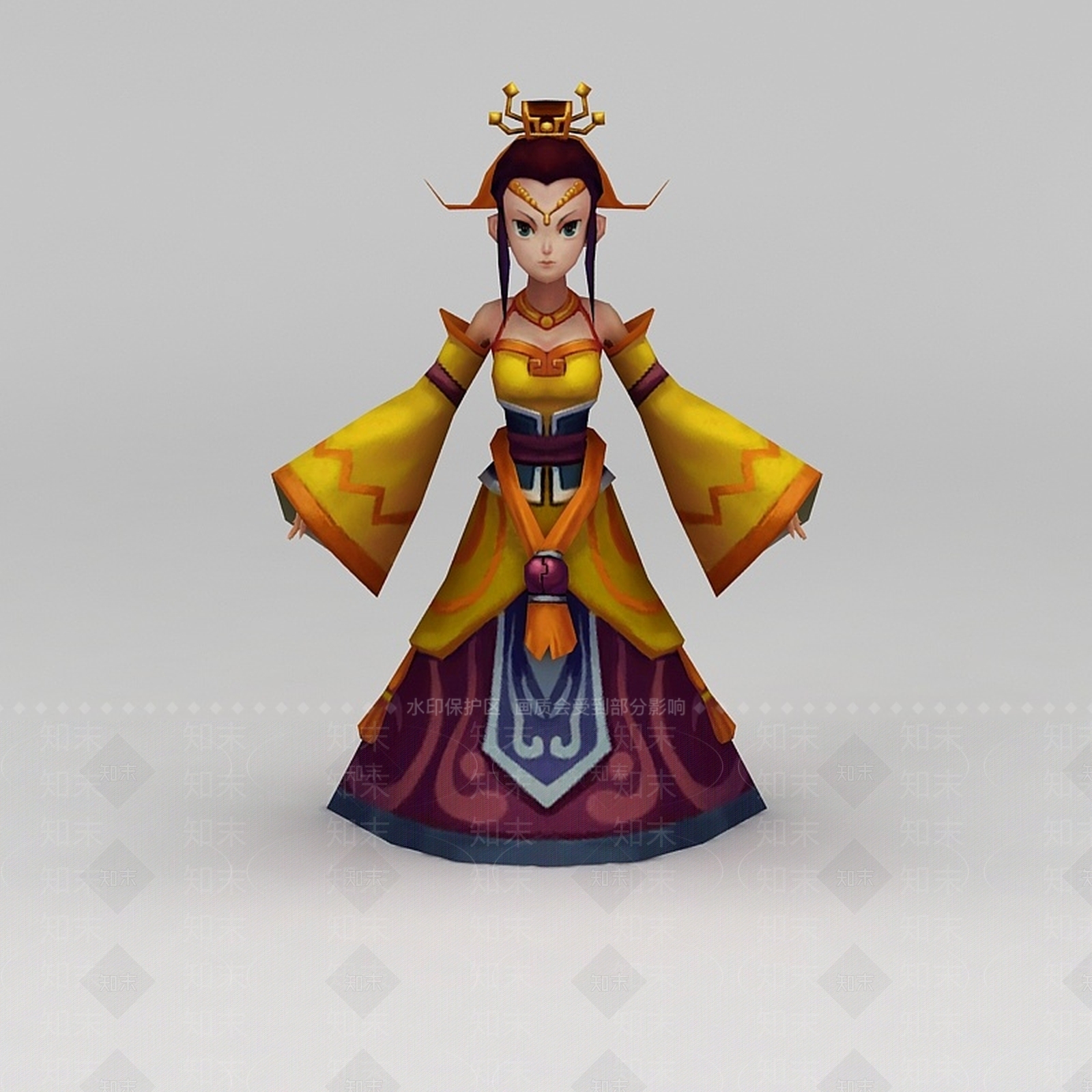 现代Q版小鱼儿与花无缺游戏人物女人3D模型下载【ID:1200172514】