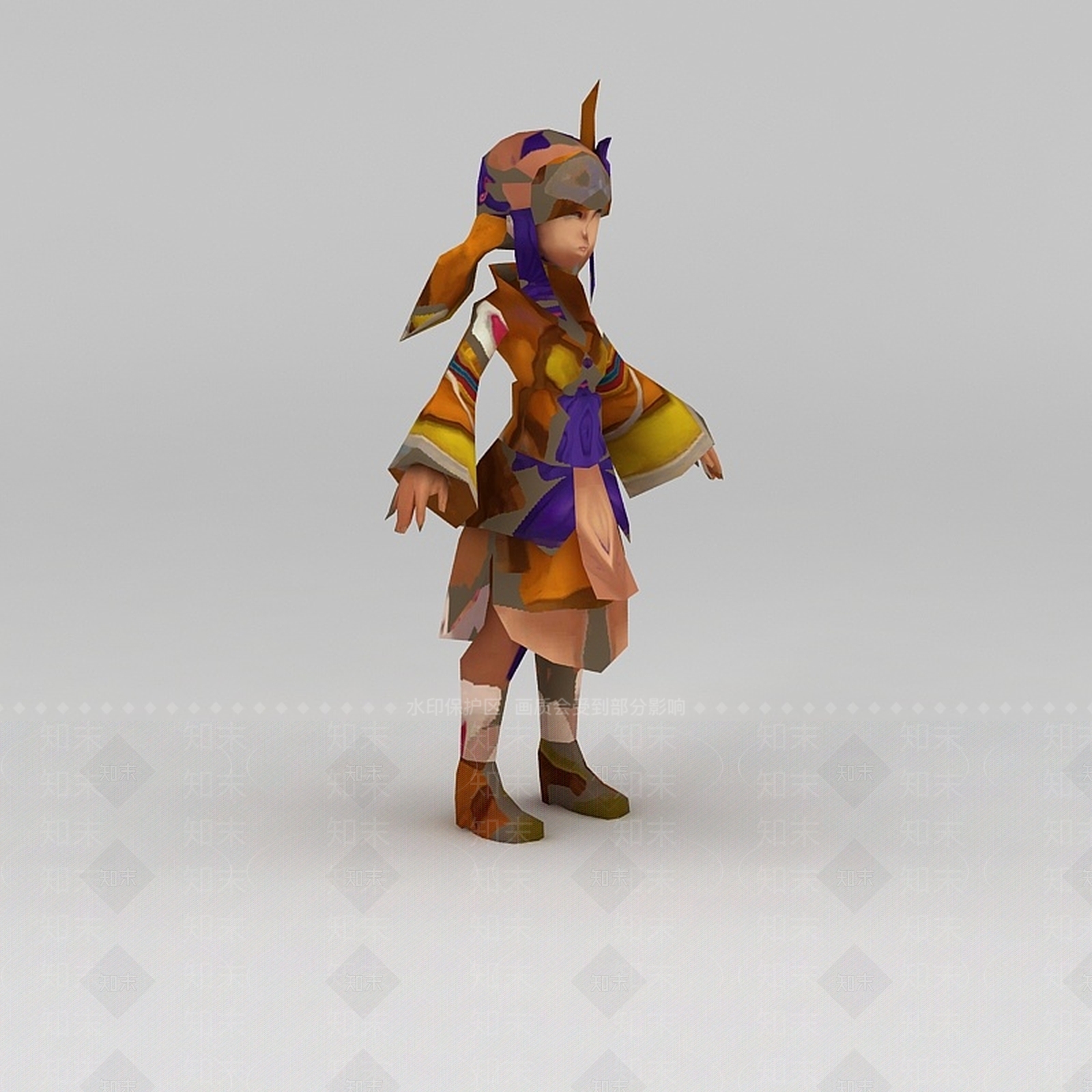 现代Q版小鱼儿与花无缺游戏人物3D模型下载【ID:1200172548】