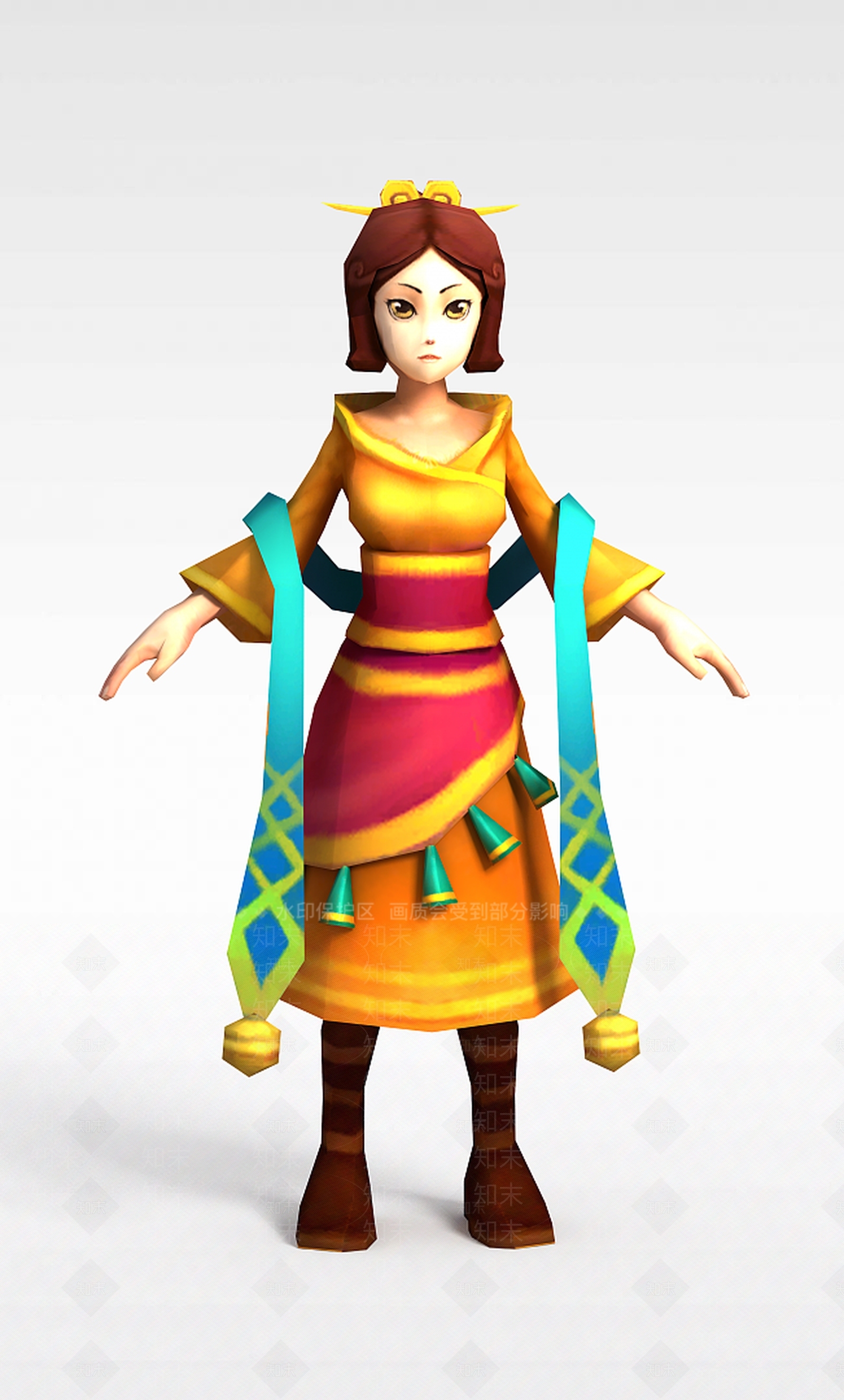 现代Q版小鱼儿与花无缺游戏人物女人3D模型下载【ID:1200172519】