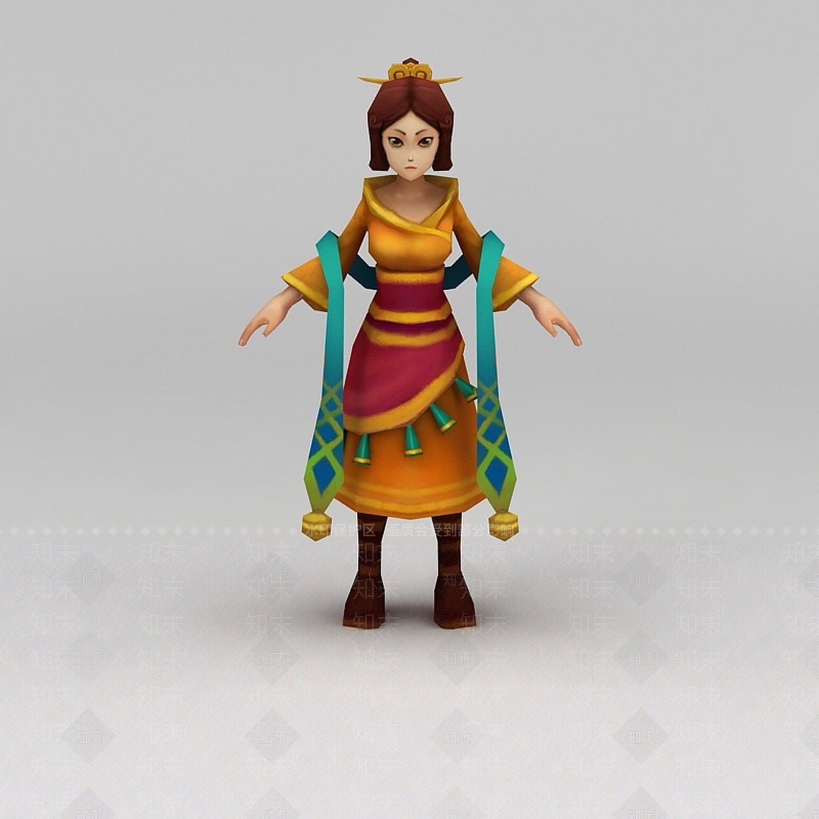现代Q版小鱼儿与花无缺游戏人物女人3D模型下载【ID:1200172519】