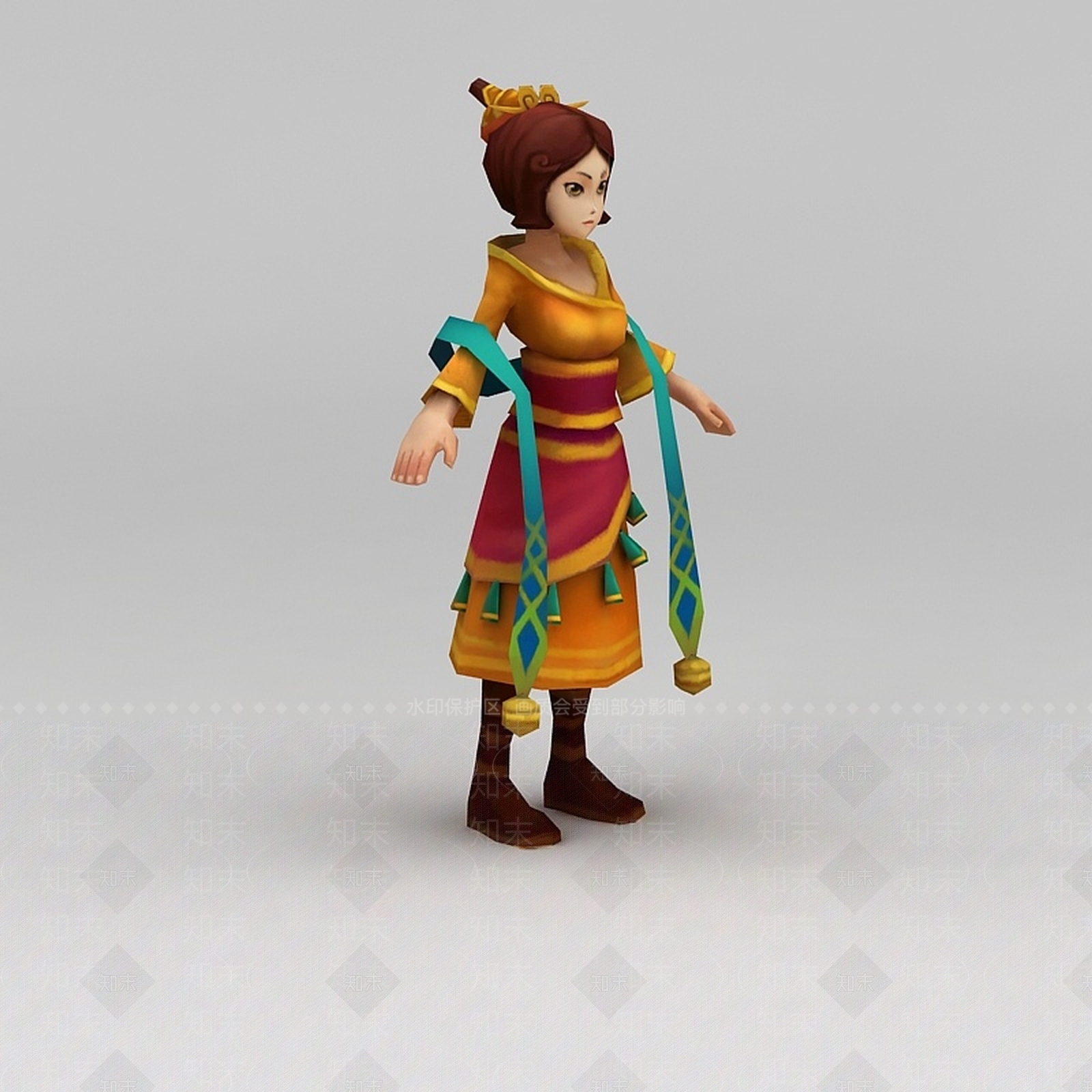 现代Q版小鱼儿与花无缺游戏人物女人3D模型下载【ID:1200172519】