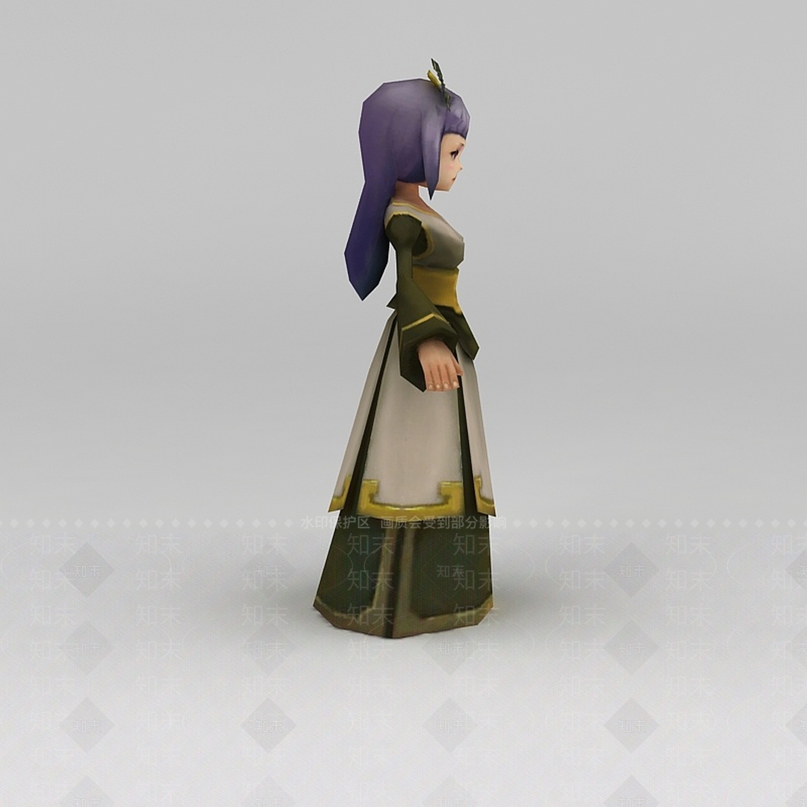 现代Q版小鱼儿与花无缺游戏人物女人3D模型下载【ID:1200172632】