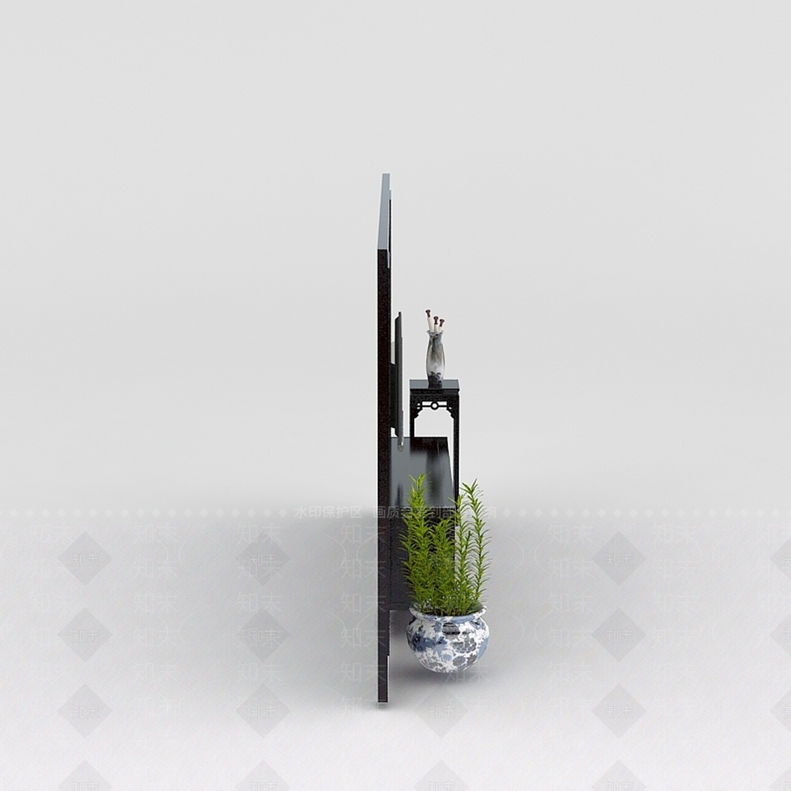 中式客厅电视背景墙3D模型下载【ID:1200172648】