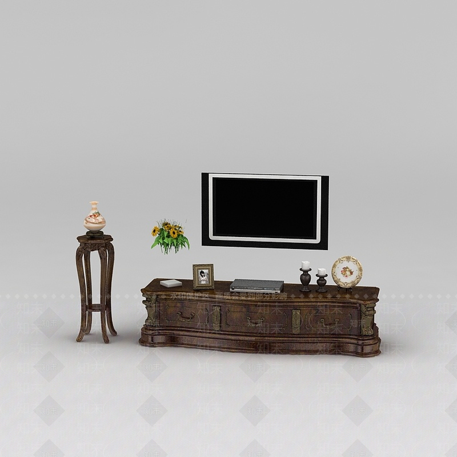 现代欧式电视柜3D模型下载【ID:1200172771】