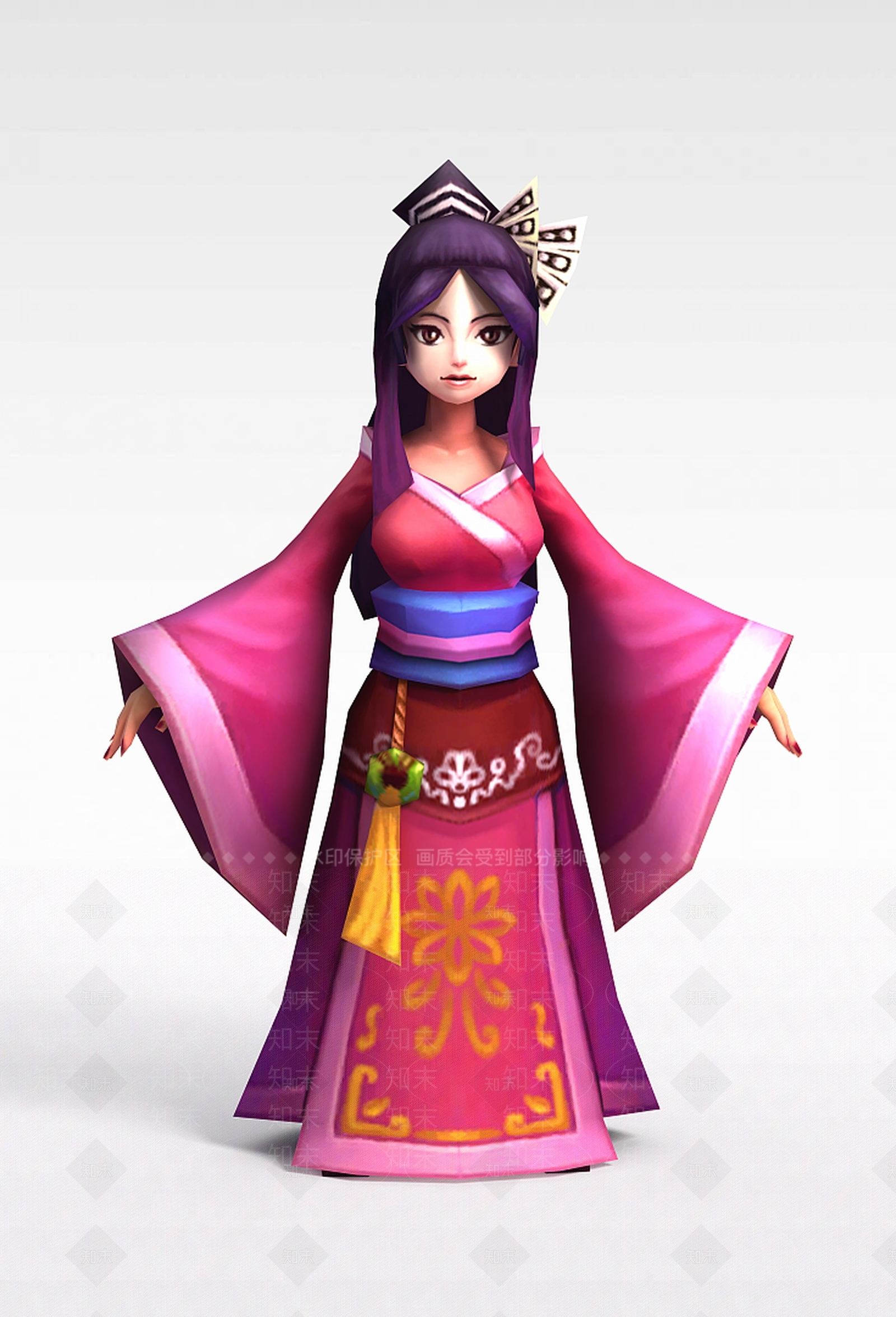 现代Q版小鱼儿与花无缺游戏人物女人3D模型下载【ID:1200172714】