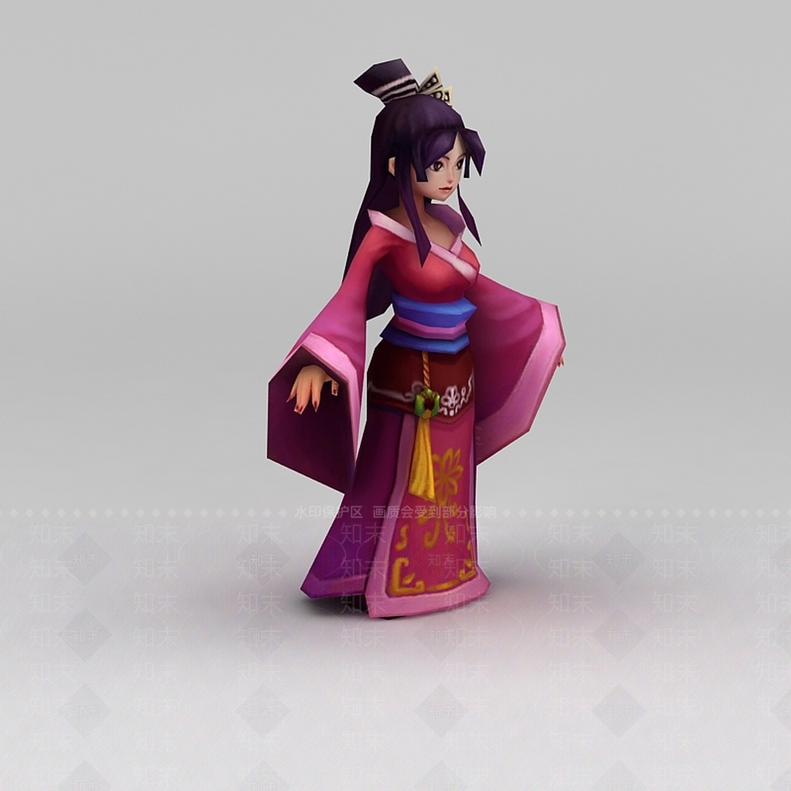现代Q版小鱼儿与花无缺游戏人物女人3D模型下载【ID:1200172714】