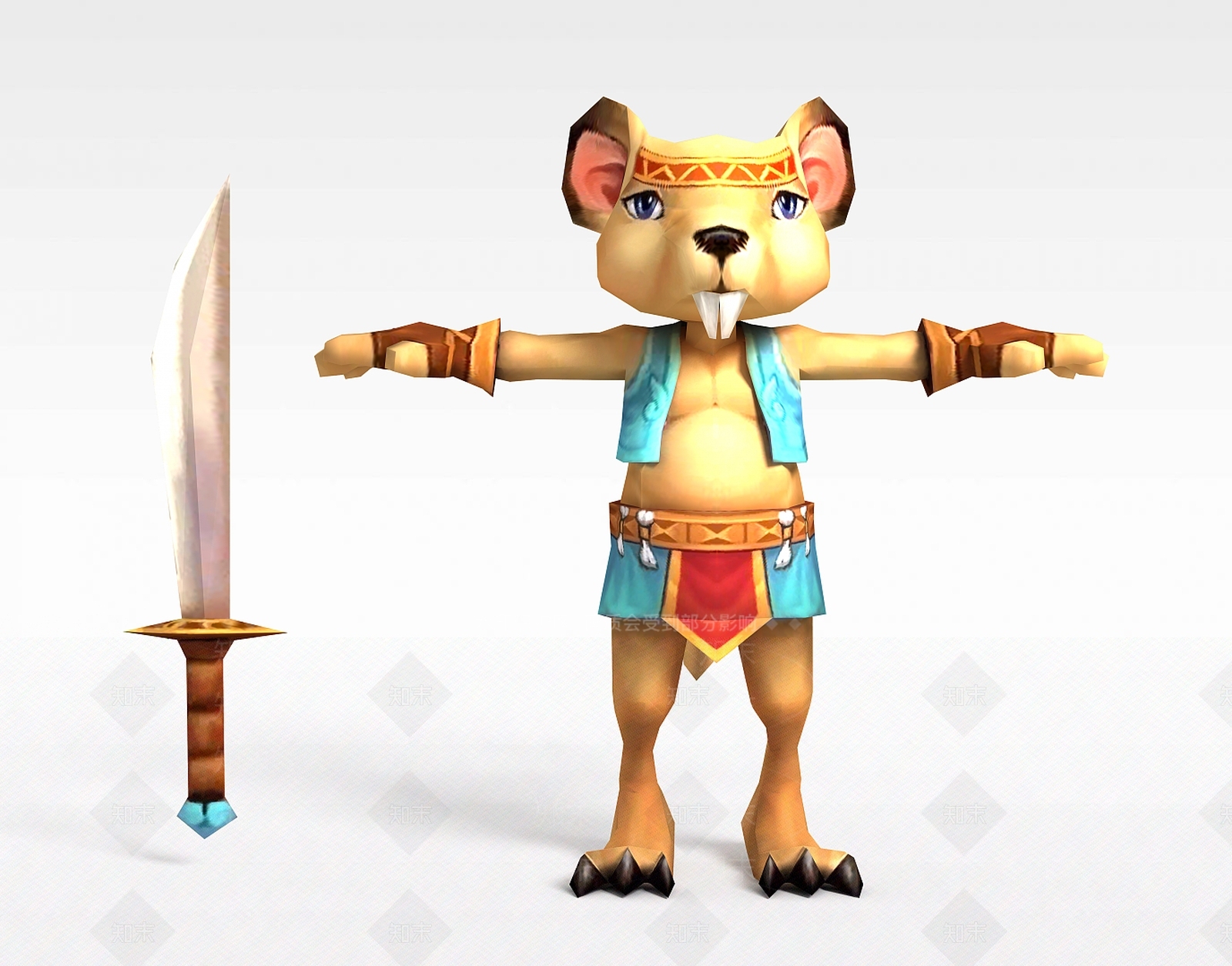 现代Q版小鱼儿与花无缺游戏角色动物3D模型下载【ID:1200173113】