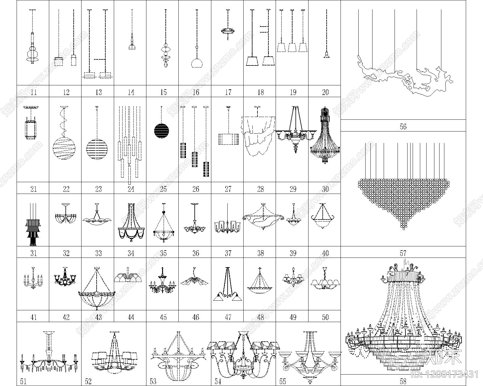 现代灯具图库施工图下载【ID:1200173431】