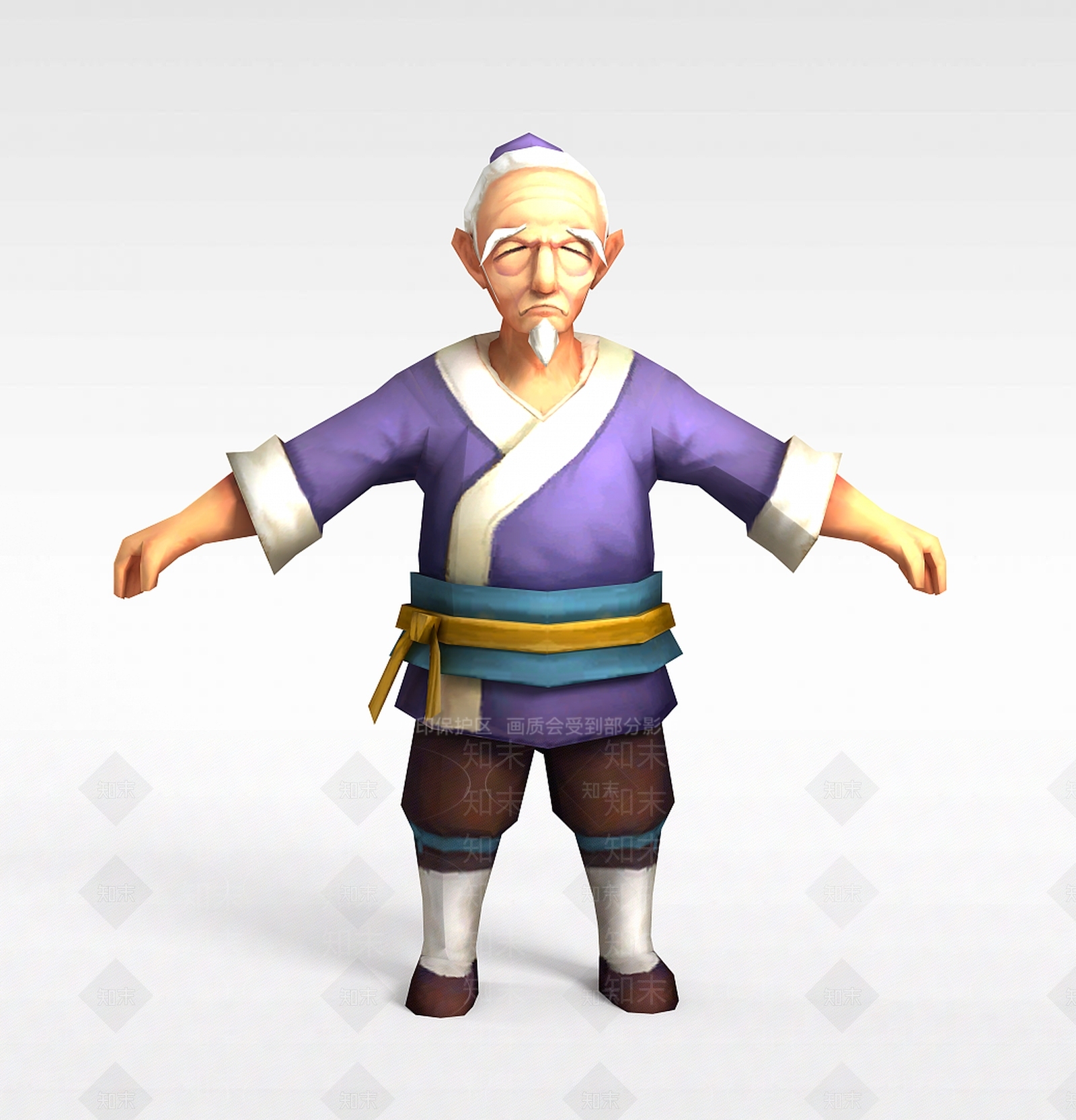 现代Q版小鱼儿与花无缺游戏人物老人3D模型下载【ID:1200173348】