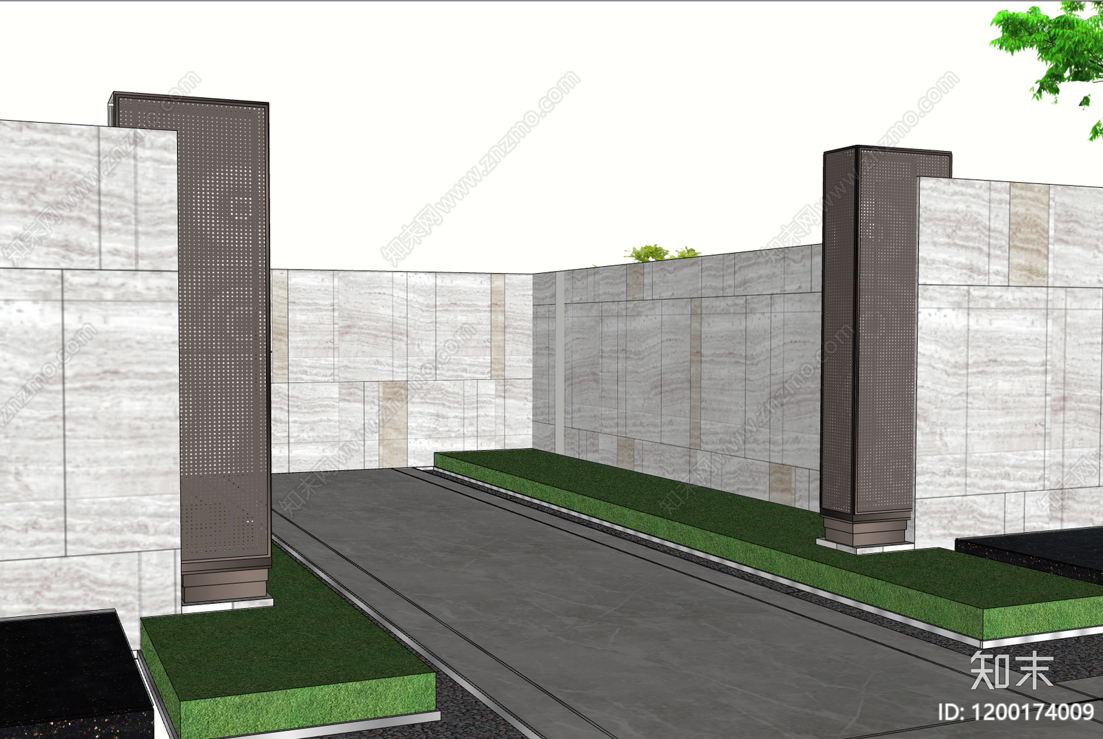 新中式中式景墙施工图下载【ID:1200174009】