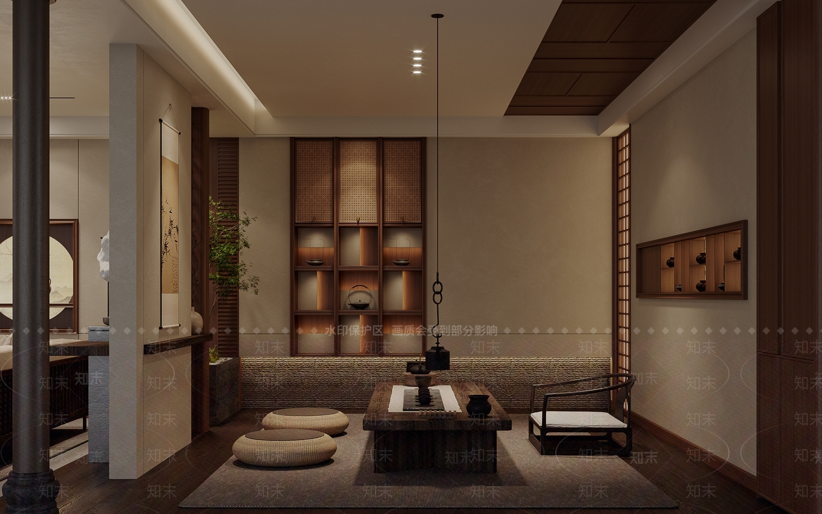 禅意中式茶室3D模型下载【ID:1200180487】