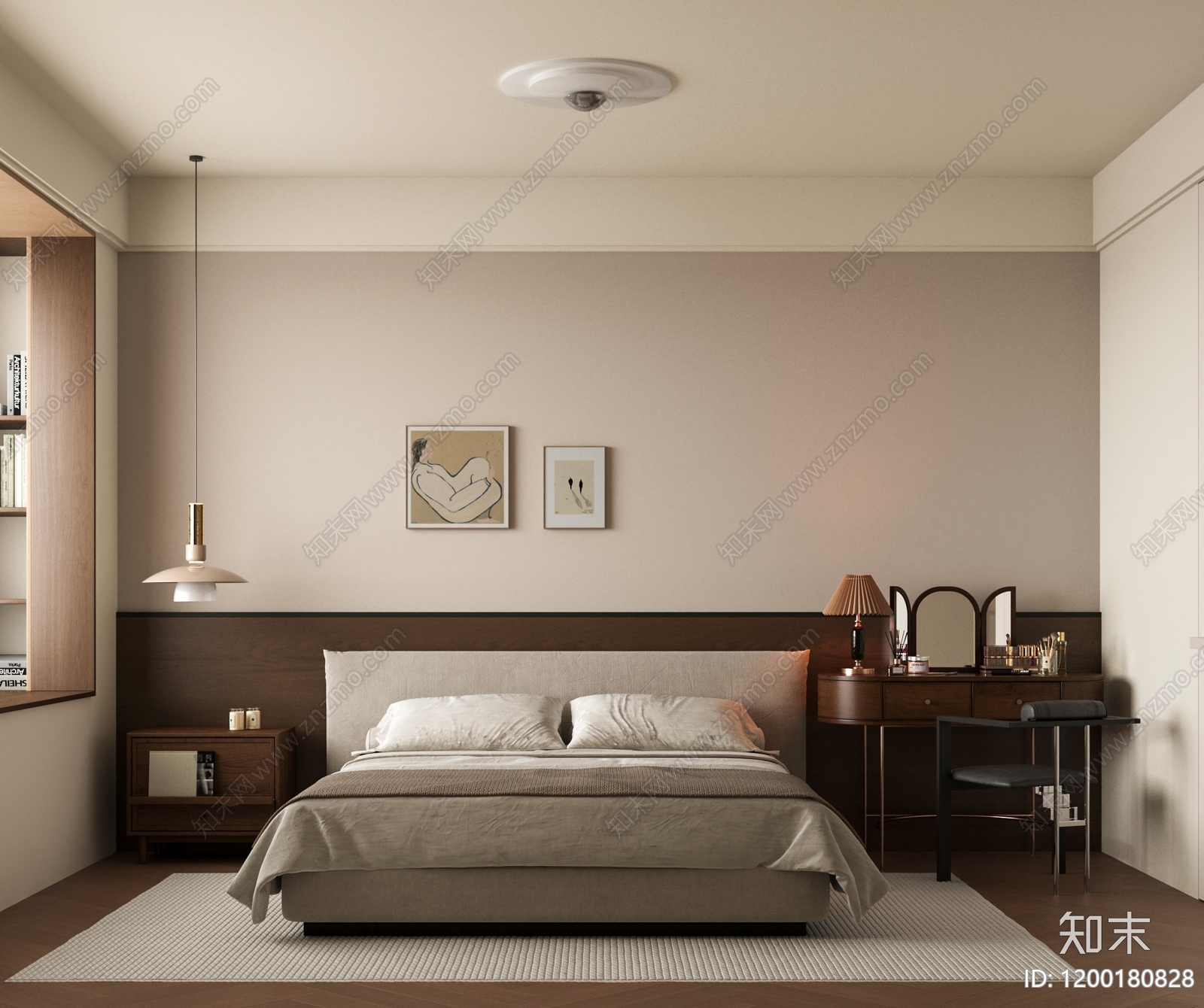 现代中古家居卧室3D模型下载【ID:1200180828】
